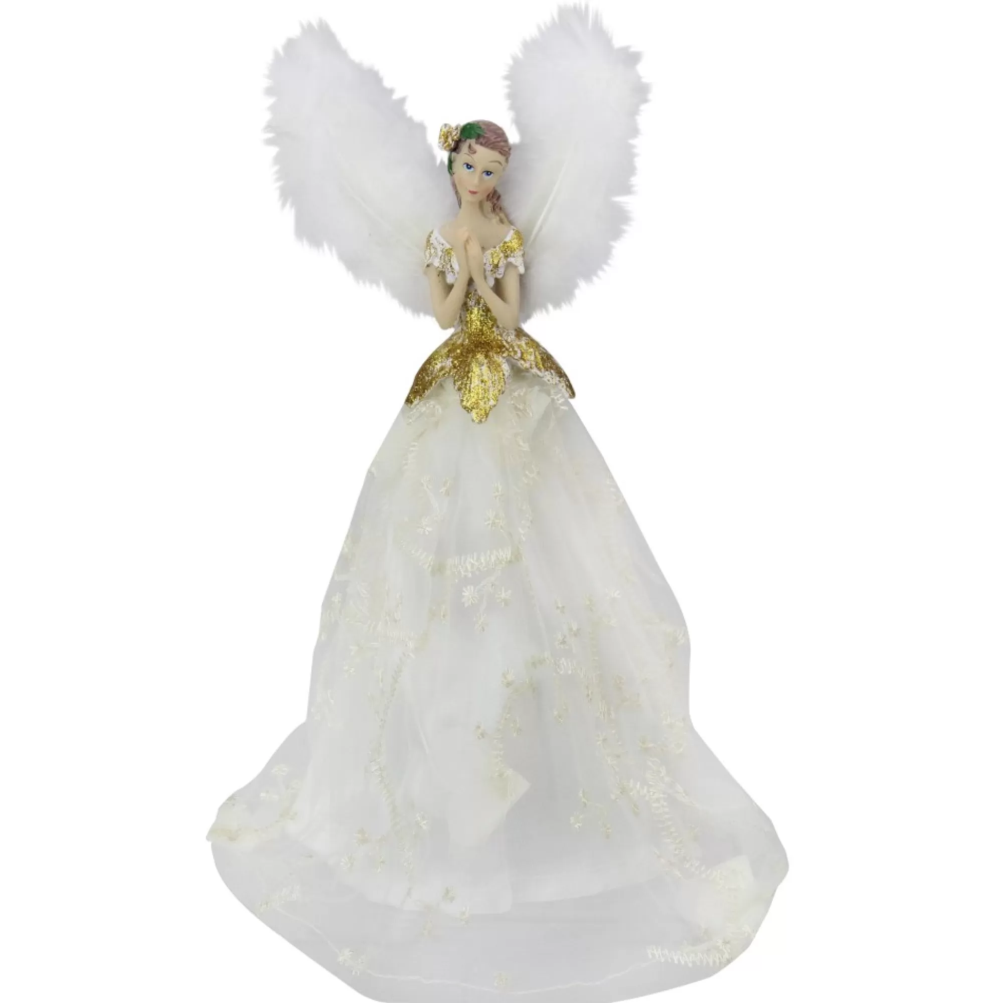 Northlight Angels-10" Champagne And White Angel Christmas Tree Topper, Unlit