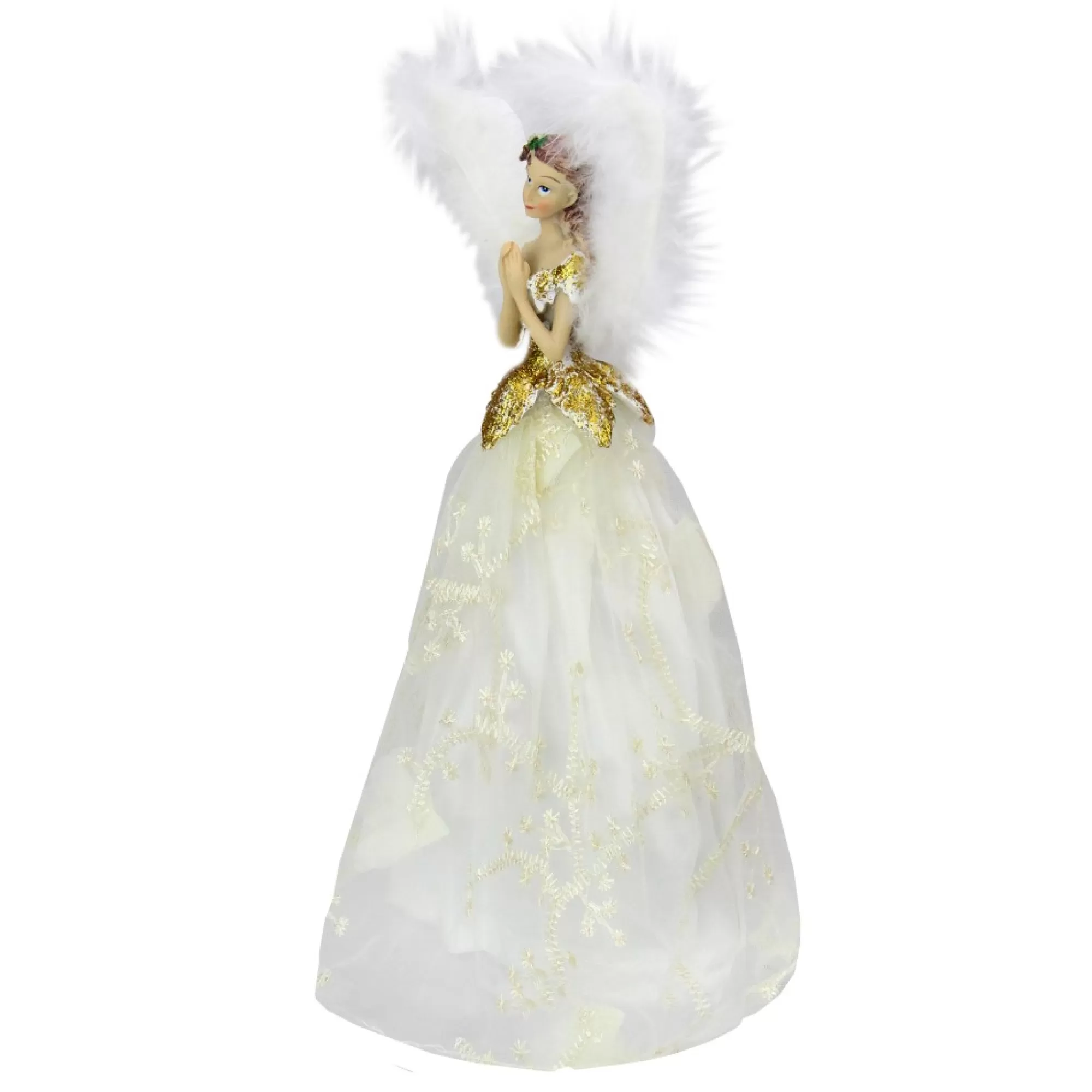 Northlight Angels-10" Champagne And White Angel Christmas Tree Topper, Unlit