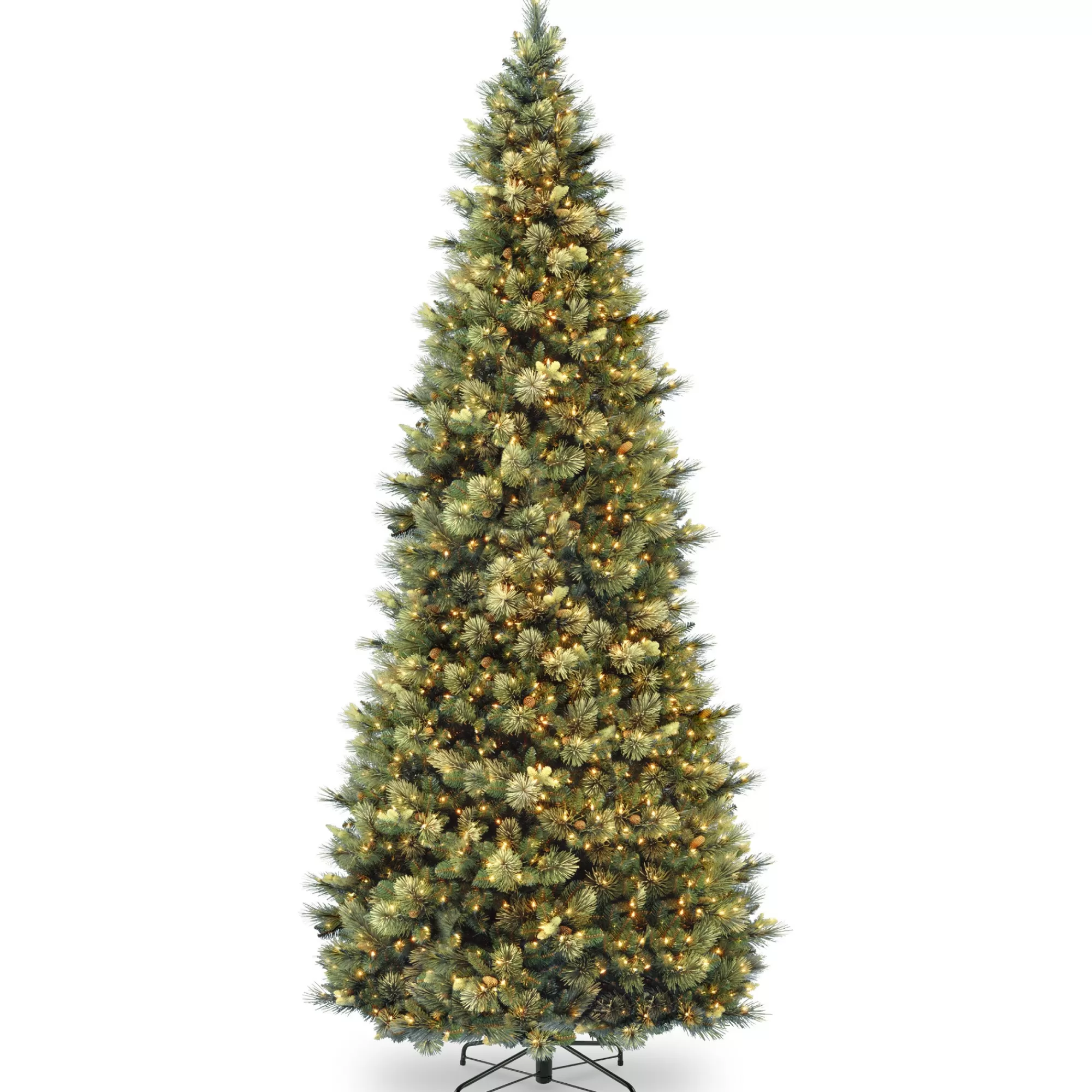 Christmas Central 10 Ft. Carolina Pine Slim Tree With Clear Lights< Pre-Lit