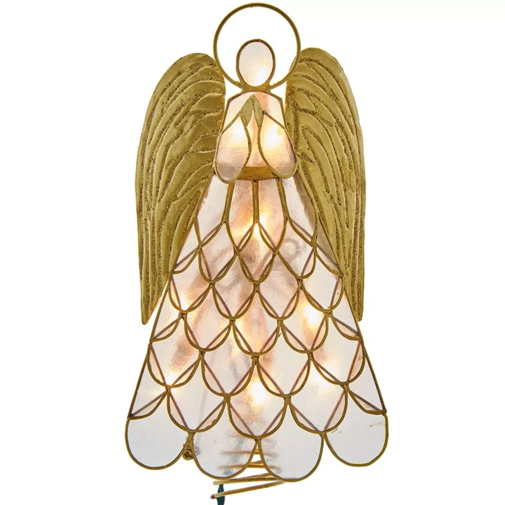 KSA Stars-10" Lighted Gold Angel Christmas Tree Topper, Clear Lights