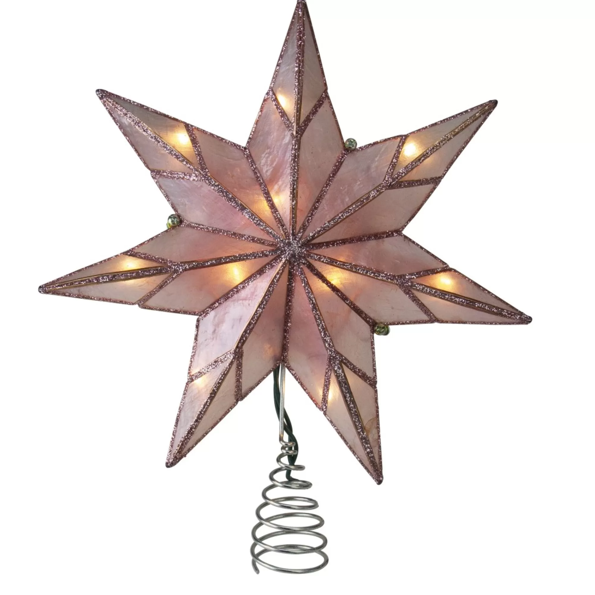 Kurt Adler Stars-10" Lighted Pink Star Christmas Tree Topper - Clear Lights