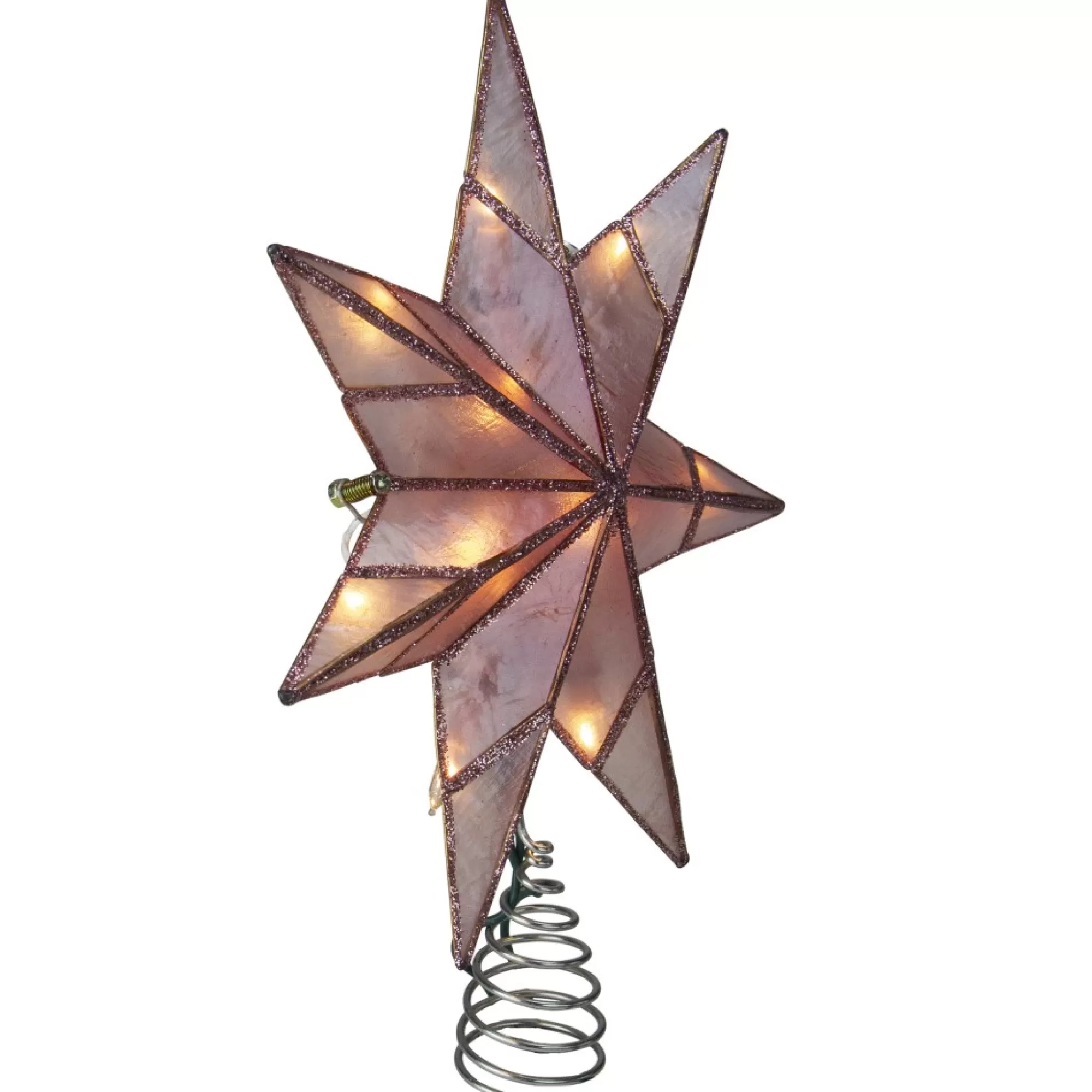 Kurt Adler Stars-10" Lighted Pink Star Christmas Tree Topper - Clear Lights