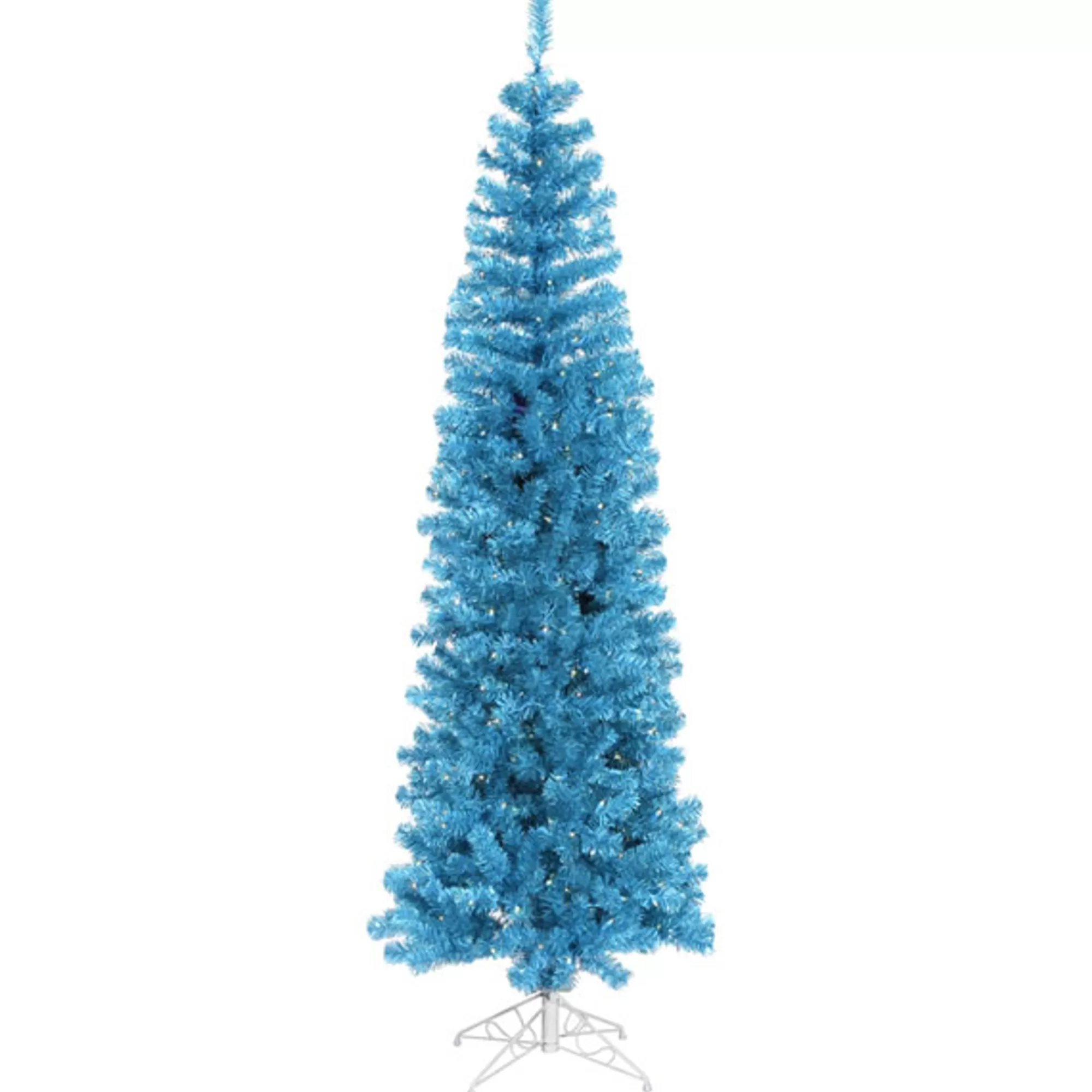 Vickerman 10' Pre-Lit Pencil Sparkling Artificial Christmas Tree - Blue Lights< Pre-Lit