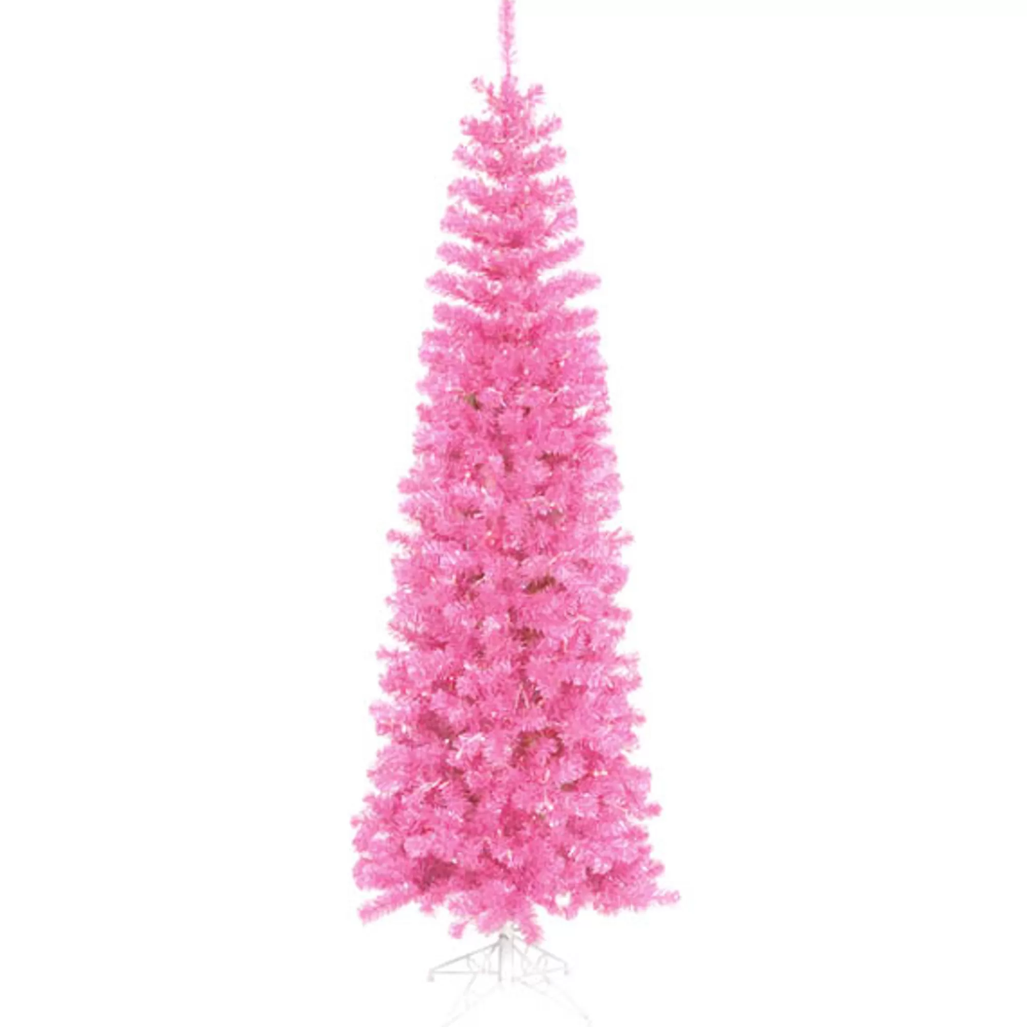 Vickerman 10' Pre-Lit Pencil Sparkling Artificial Christmas Tree - Pink Lights< Pre-Lit