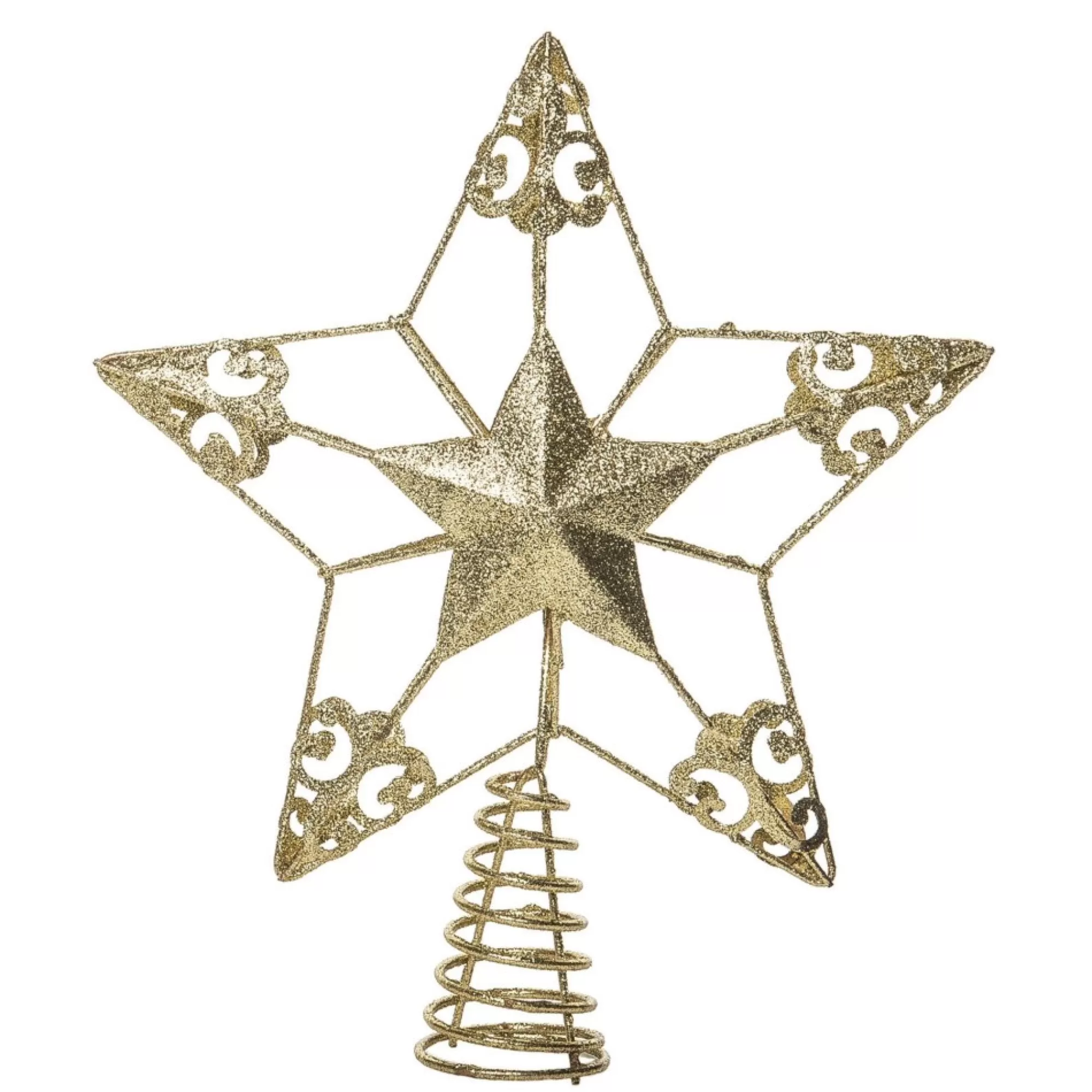 Contemporary Home Living Stars-11" Gold Glitter Star Christmas Tree Topper, Unlit