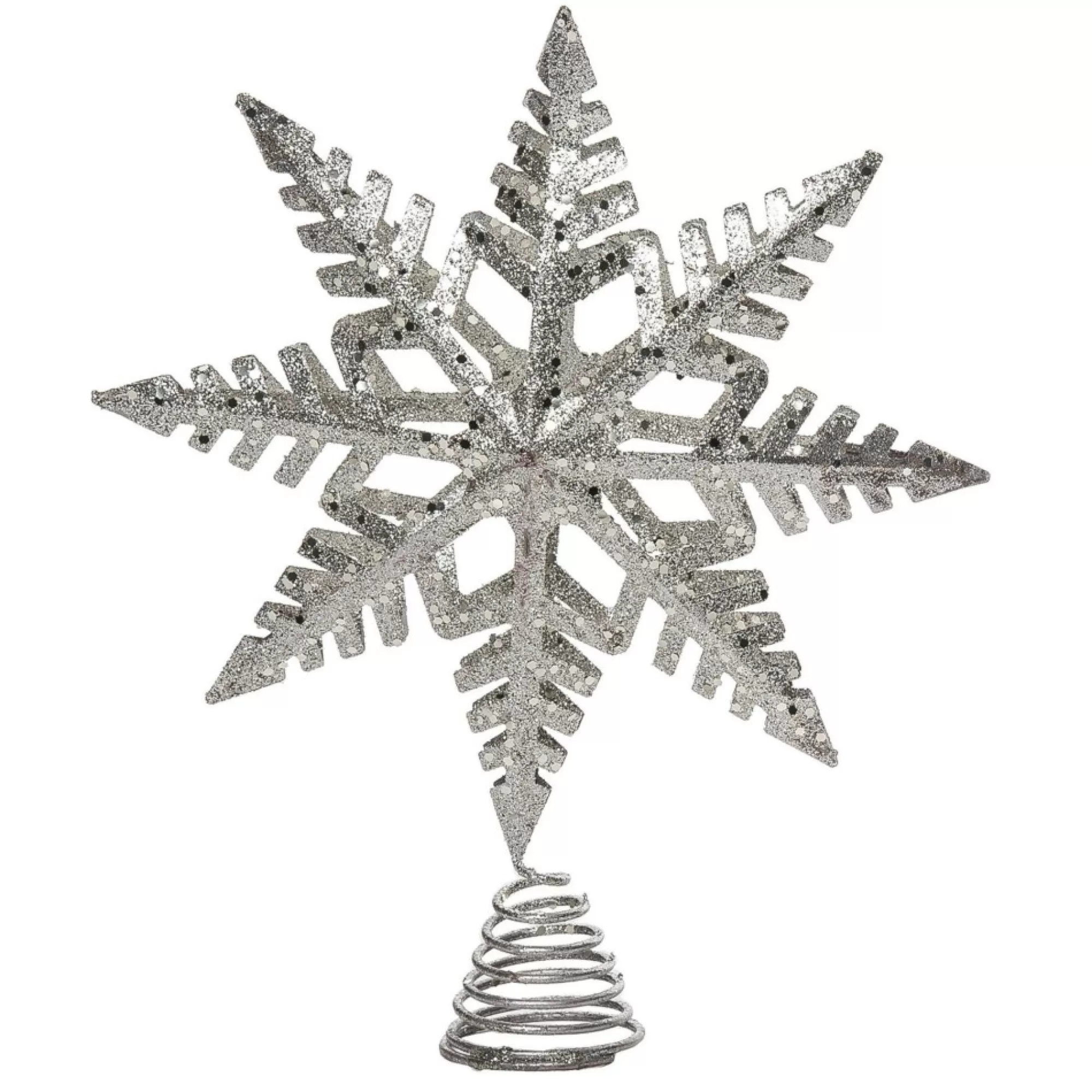 Contemporary Home Living Snowflake-11" Silver Glitter Snowflake Christmas Tree Topper, Unlit