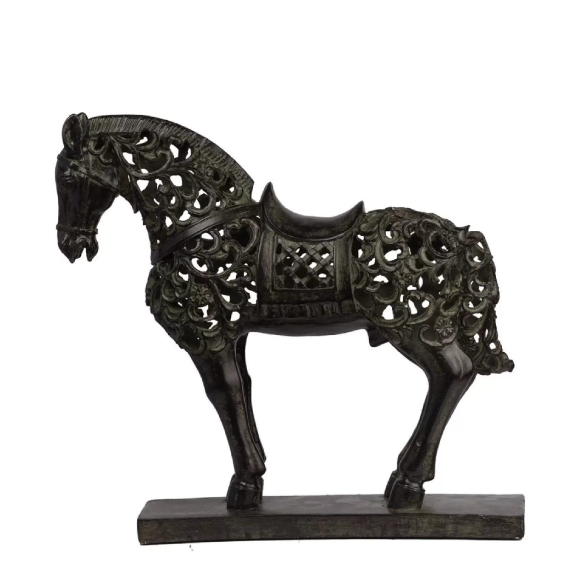 A&B Home Finials-12.25" Bronze Antique Regal Pose Horse Figurine Statue