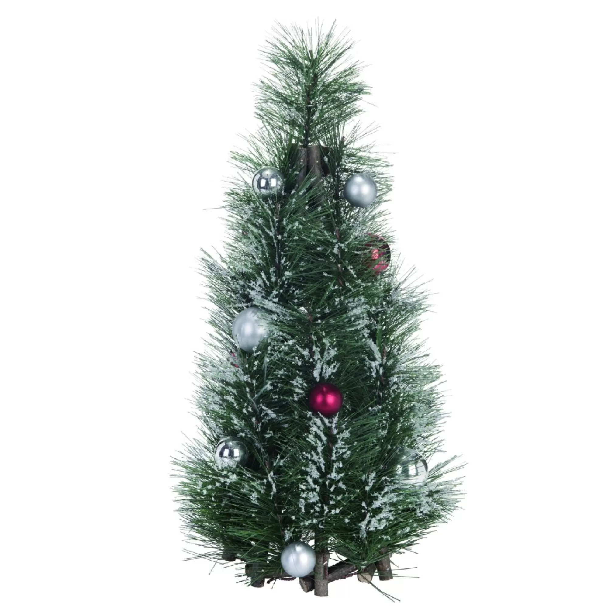 Contemporary Home Living Unlit-1.25' Green Christmas Frosted Tree With Orns - Unlit