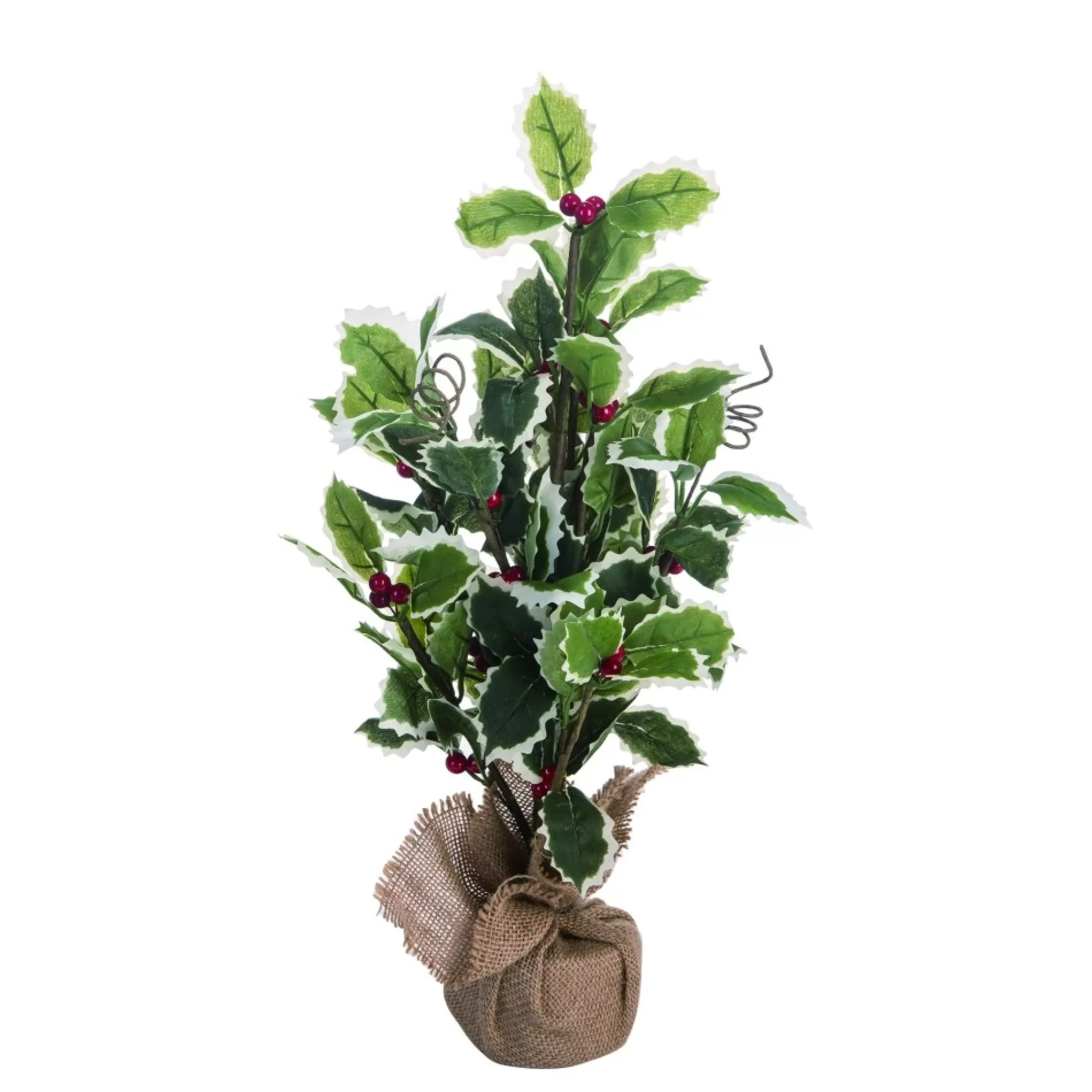 Contemporary Home Living Unlit-1.25' Green Christmas Nostalgic Holly Tree - Unlit