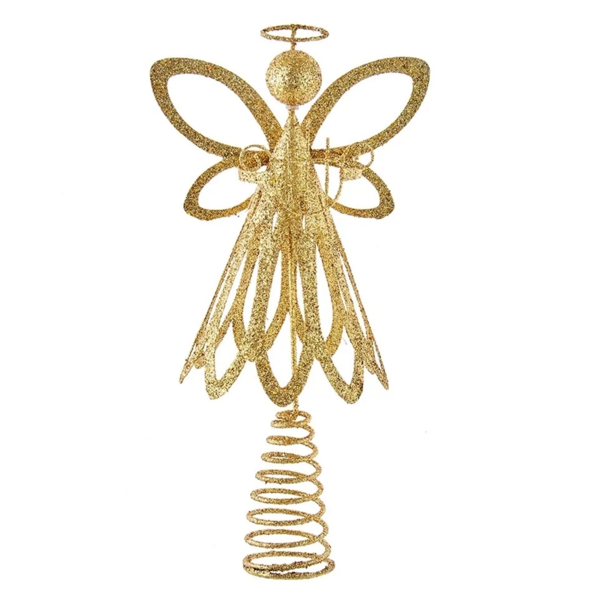 KSA Angels-12.75" Gold Glittered Angel Christmas Tree Topper, Unlit