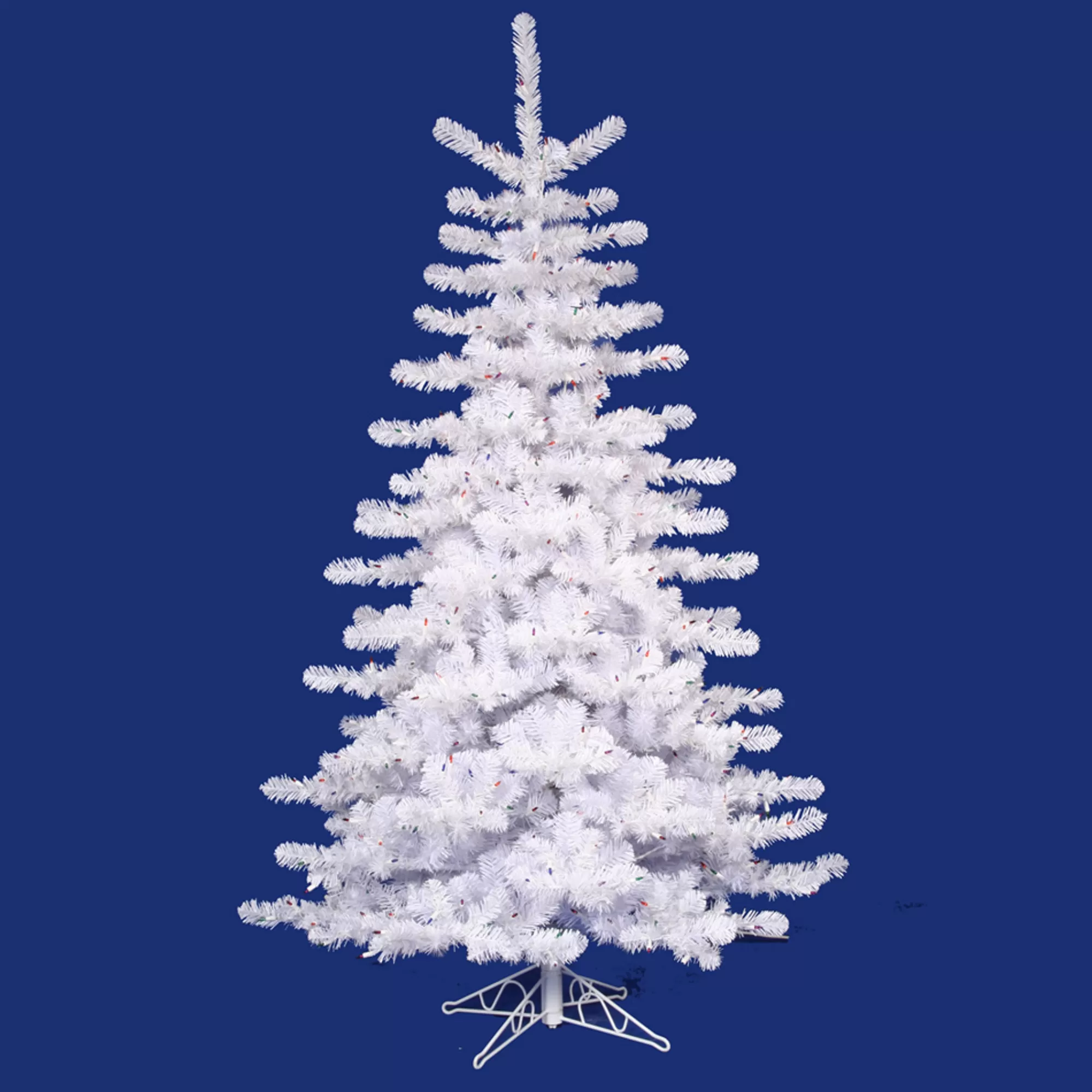 Vickerman 12' Pre-Lit Crystal White Artificial Christmas Tree - Multi Lights< Pre-Lit