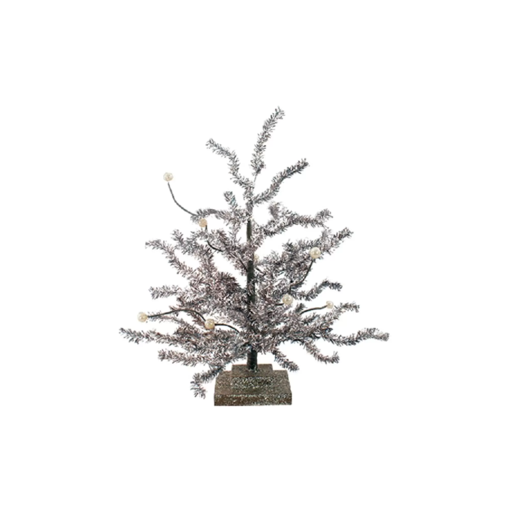 Contemporary Home Living Unlit-12" Small Artificial Silver Tinsel Christmas Tree - Unlit