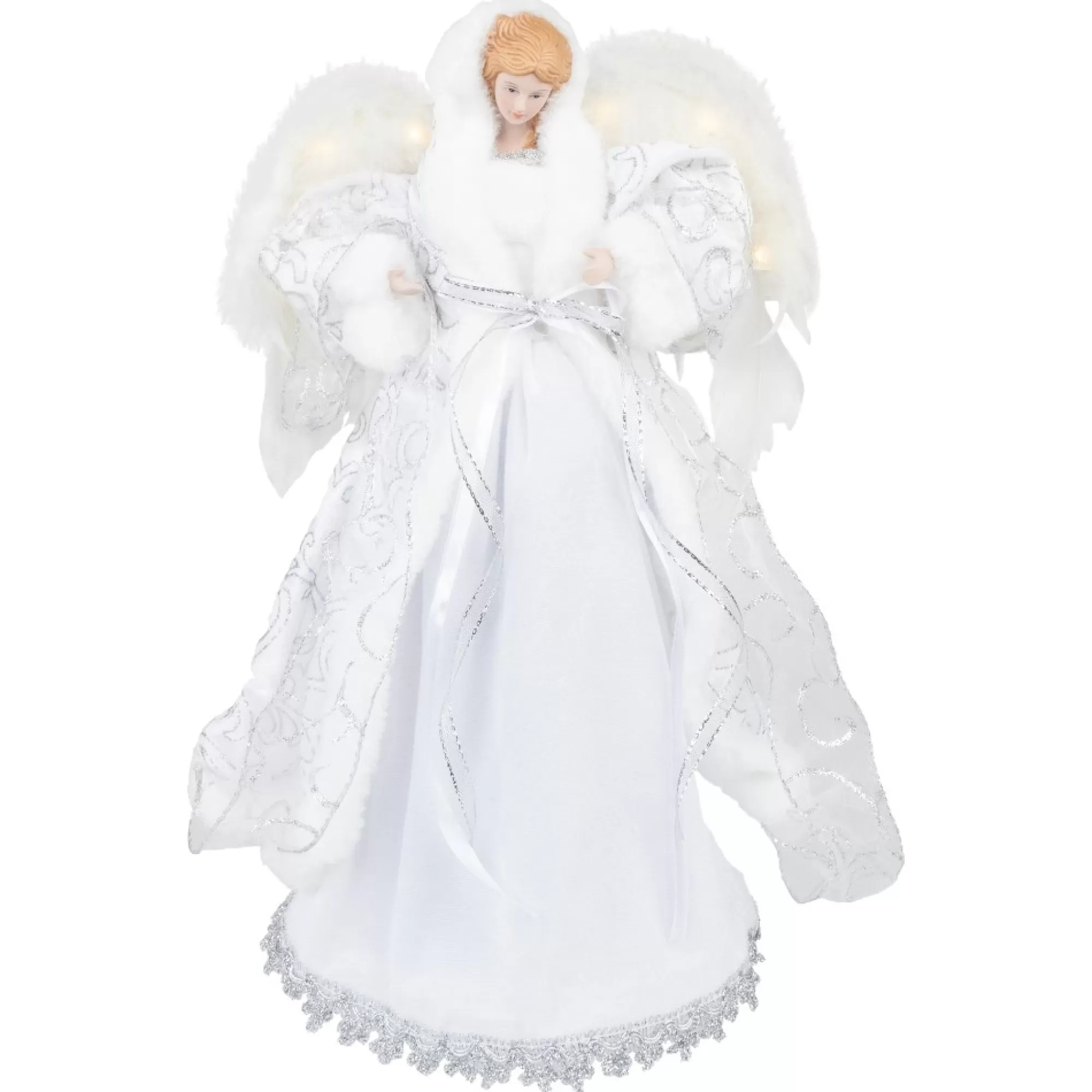 Northlight Angels-14" White Angel With Lighted Wings Christmas Tree Topper