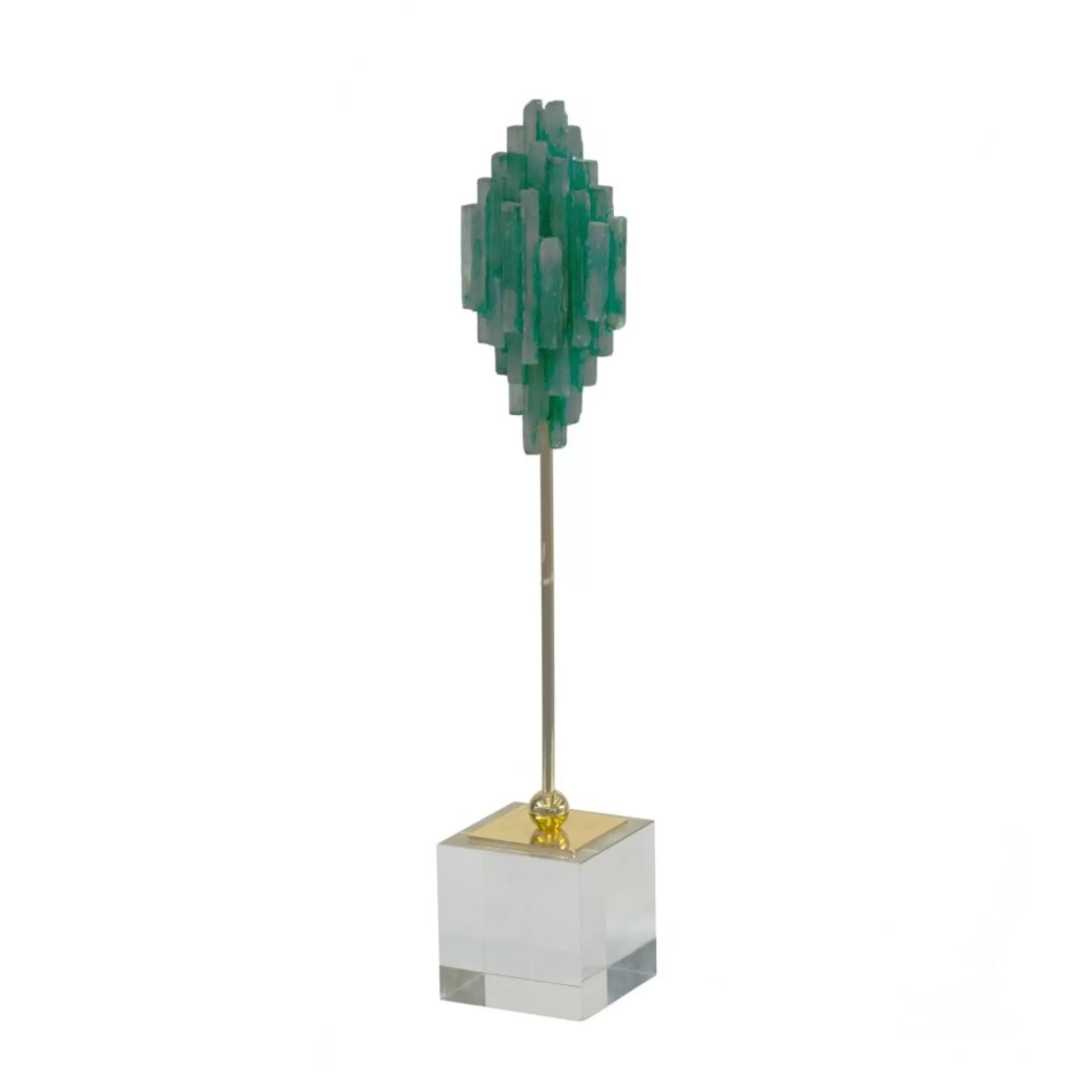 A&B Home Finials-16.25" Green And Gold Unique Geometric Designed Floating Jewel