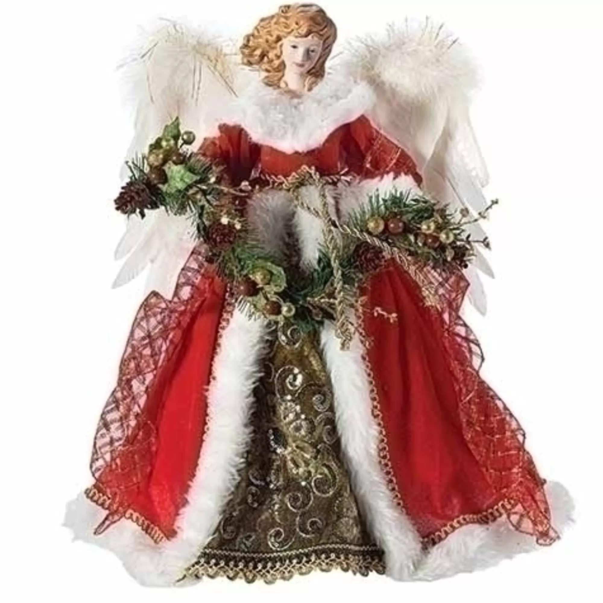 Roman Angels-16.5" Red And White Angel Christmas Tree Topper, Unlit