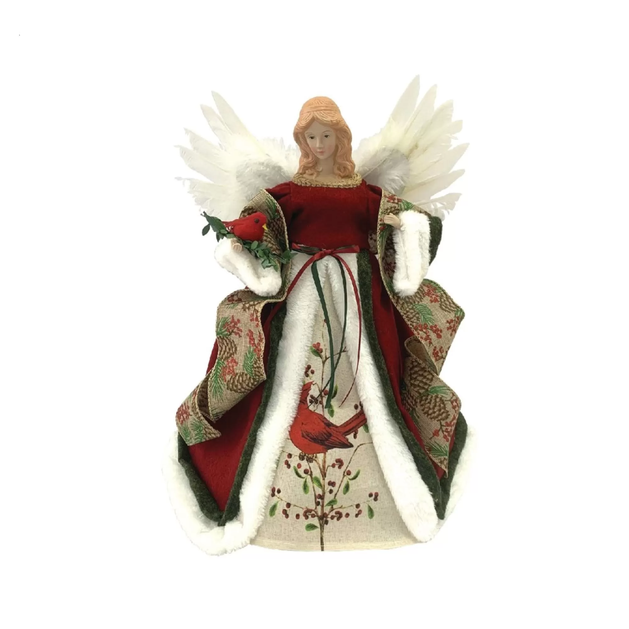 CC Christmas Decor Angels-16" Cardinal Angel Christmas Tree Topper, Unlit