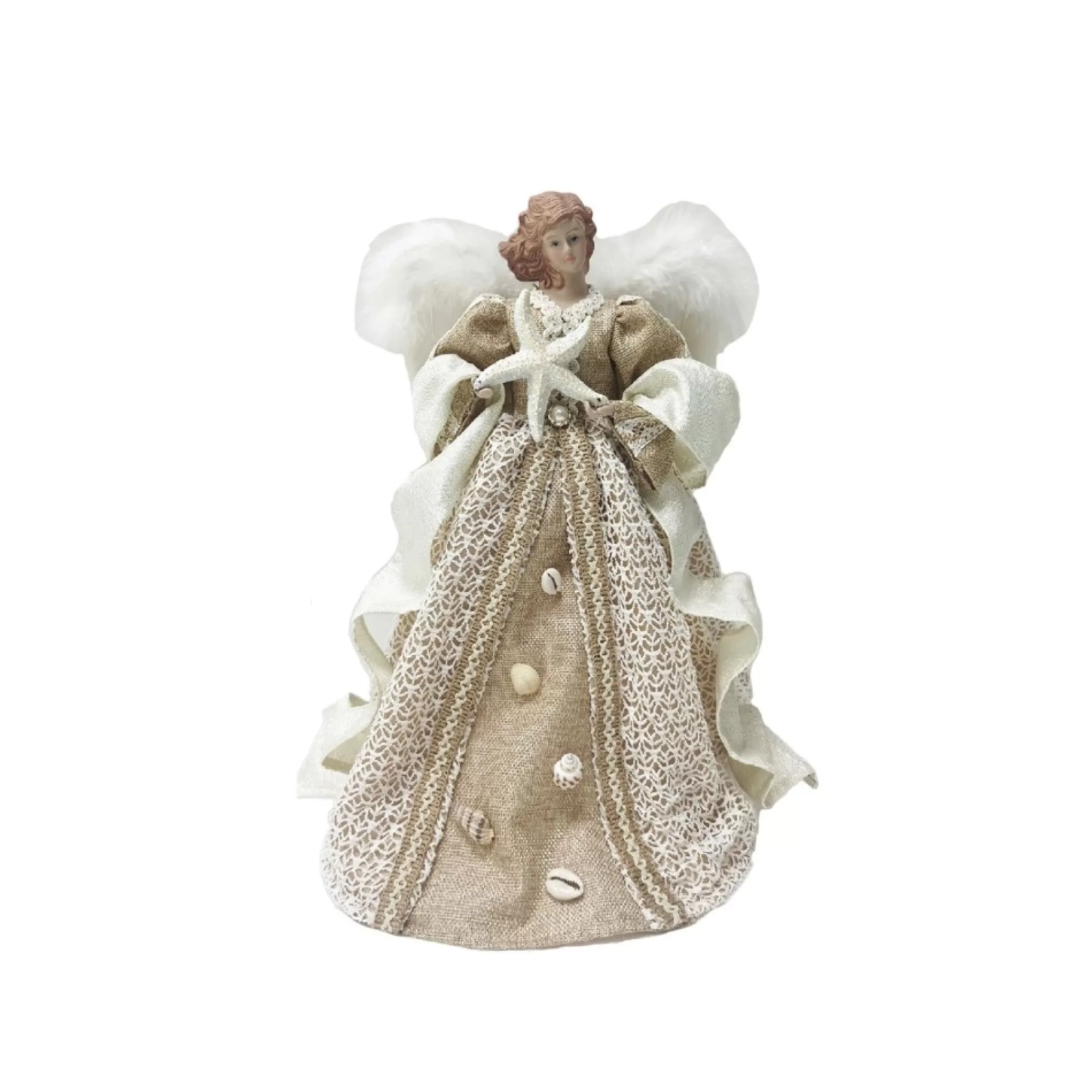 CC Christmas Decor Angels-16" Coastal Angel Christmas Tree Topper, Unlit