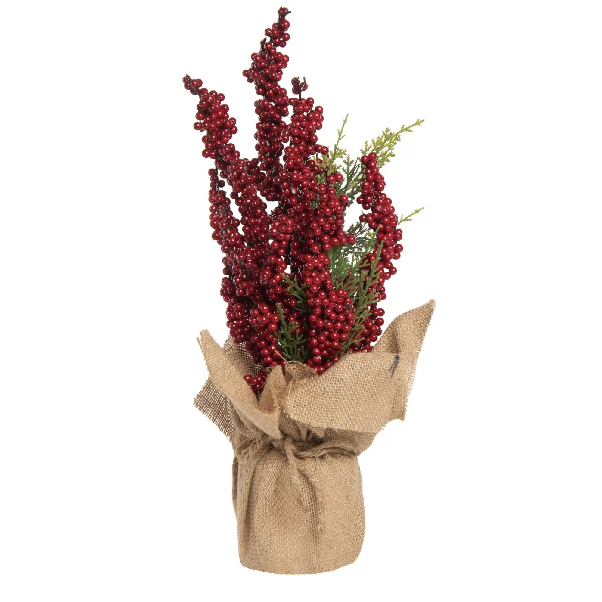 Contemporary Home Living 16" Potted Berry Pencil Artificial Christmas Tree, Unlit< Potted