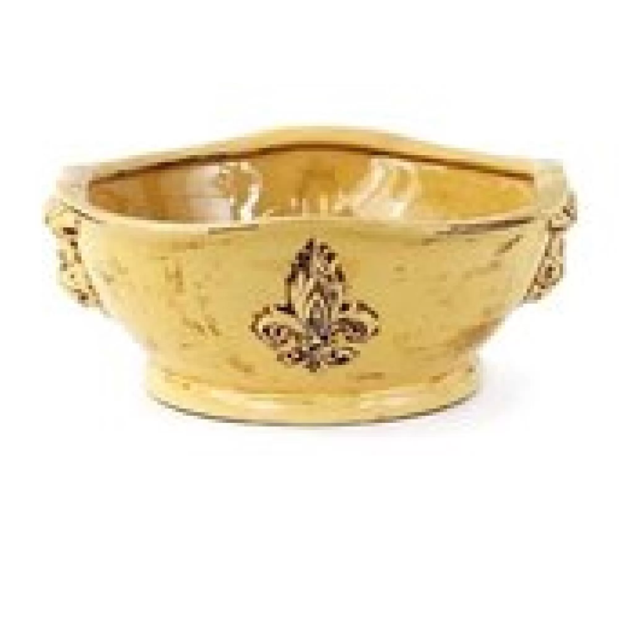 CC Home Furnishings Real Tree Stands-16" Tuscan Style Fruit Bowl Centerpiece With Fleur-De-Lis Design