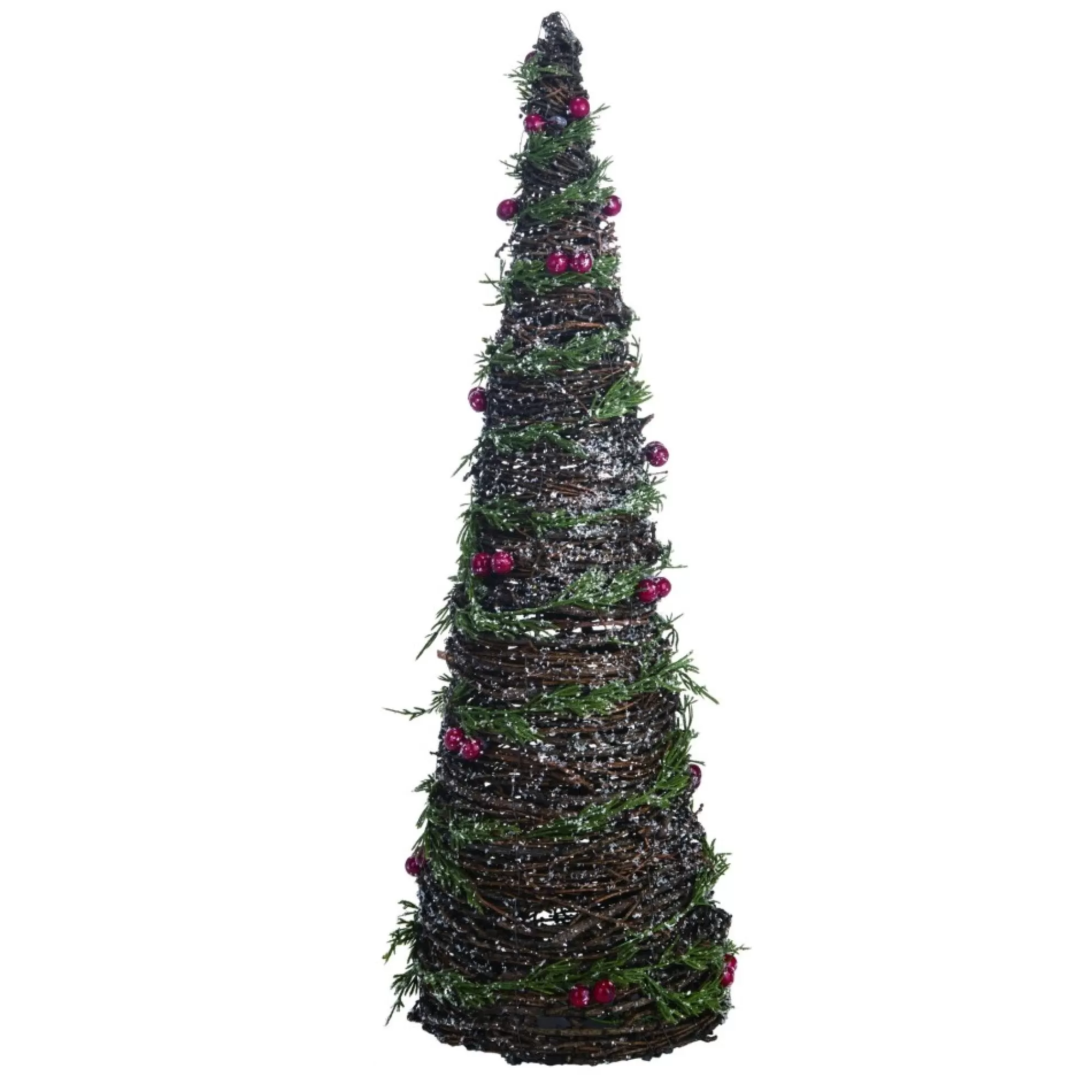 Contemporary Home Living Unlit-1.75' Brown Pinecone Christmas Twig Sparkling Berry Tree - Unlit