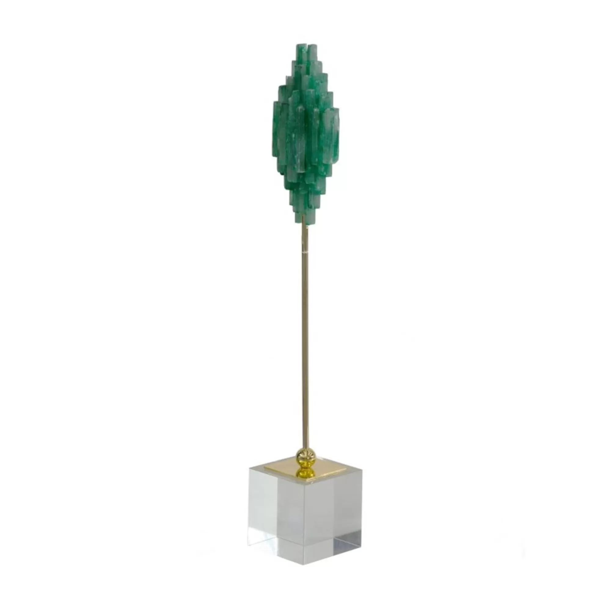 A&B Home Finials-18.75" Green And Gold Unique Geometric Designed Floating Jewel