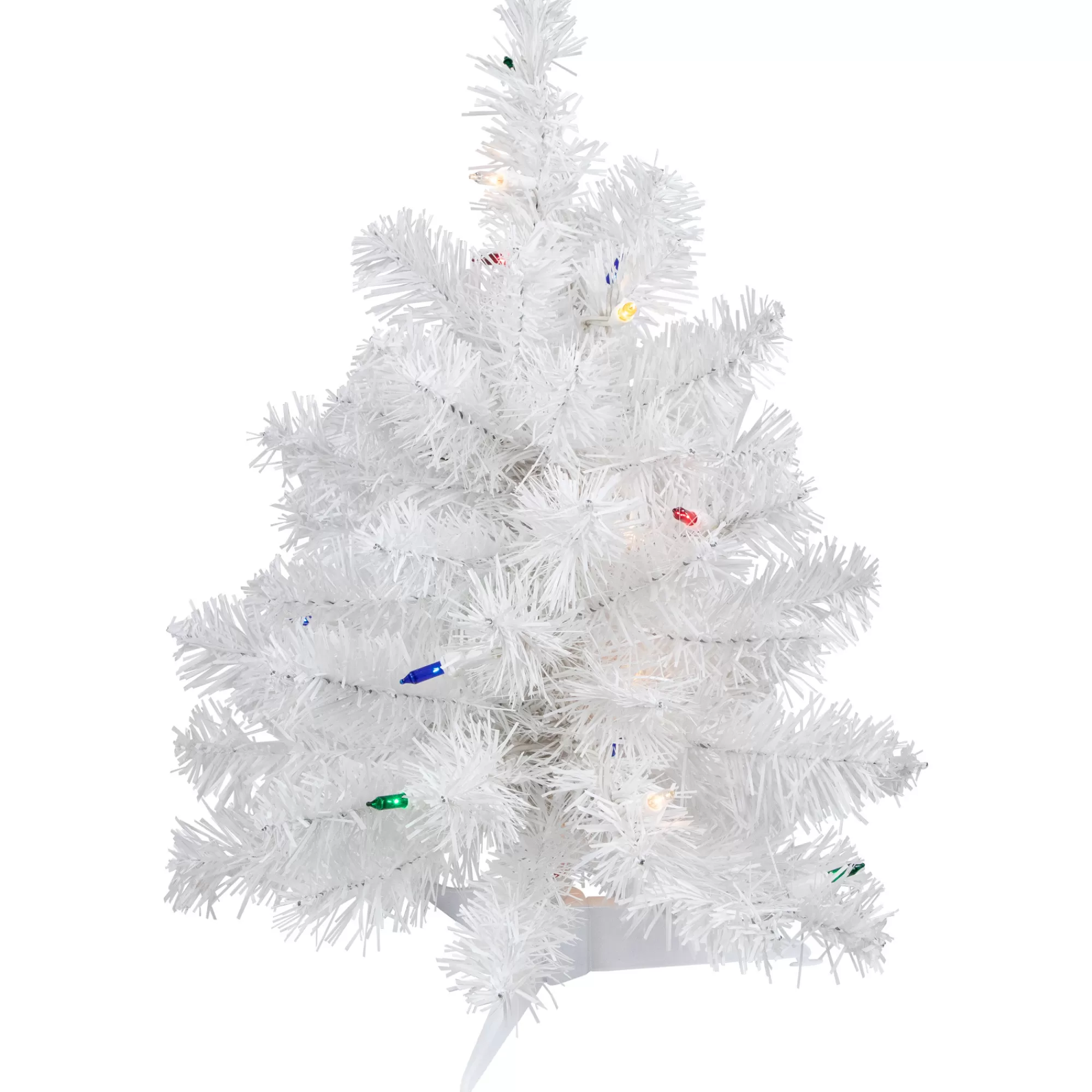 Northlight 18" Pre-Lit Snow White Artificial Christmas Tree, Multi Lights< Pre-Lit