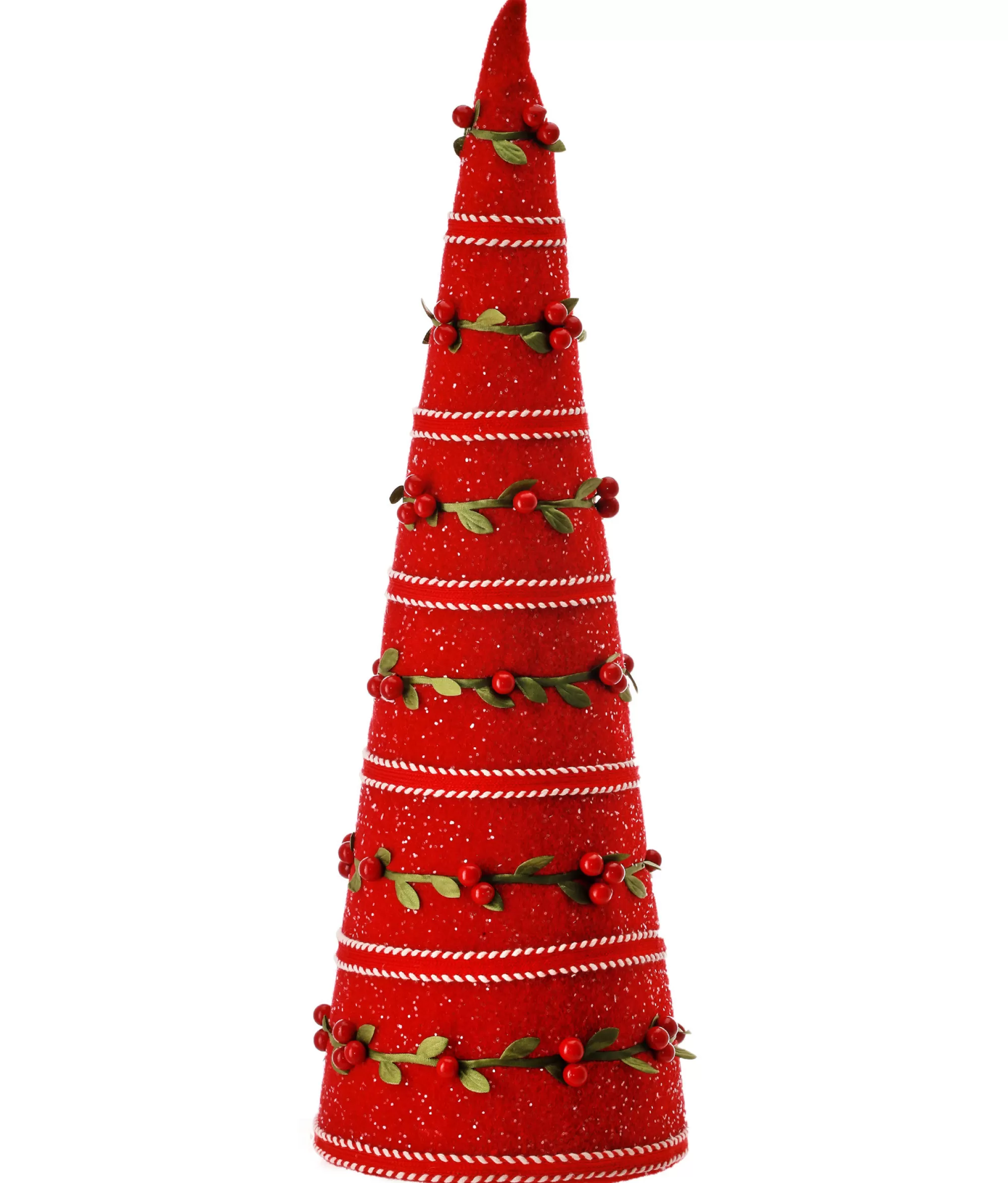 Contemporary Home Living 18" Red Berry Vine Frosted Tabletop Christmas Cone Tree< Colorful