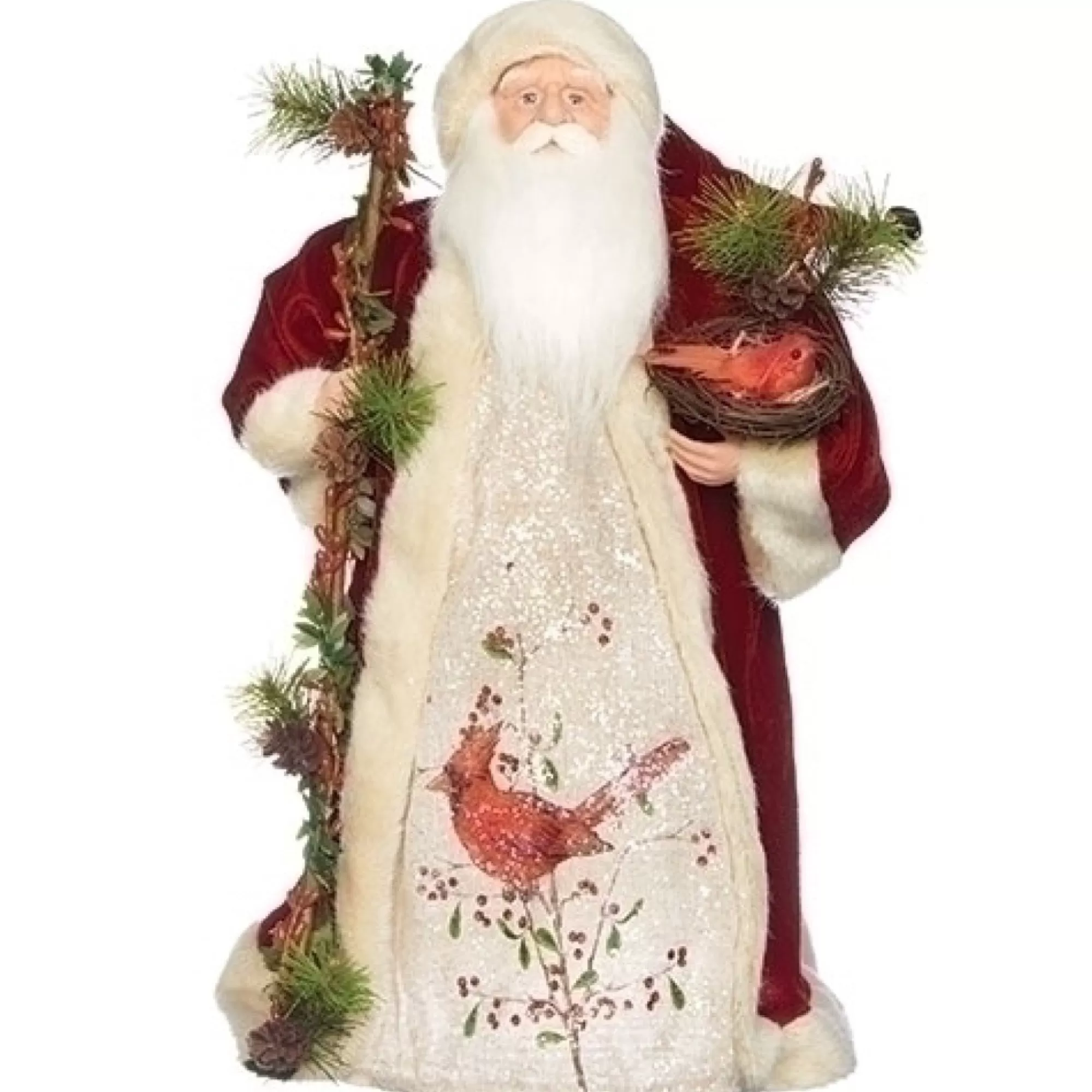 Diva At Home Santa Claus-18" Santa With Cardinal Tree Topper