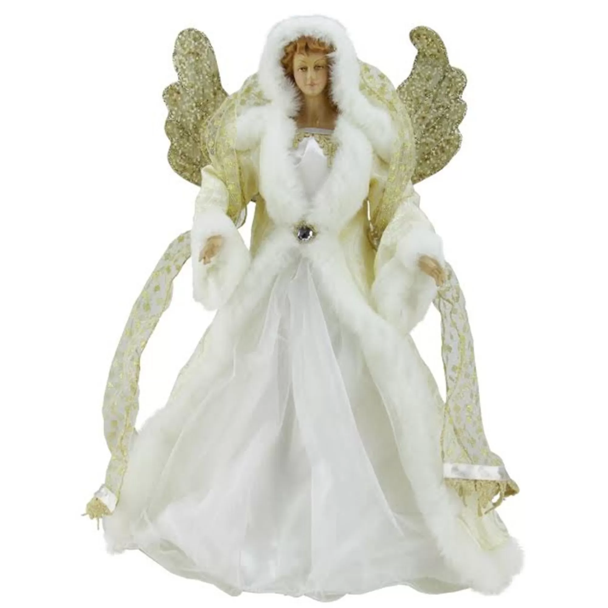 Melrose Angels-18" White And Gold Angel Christmas Tree Topper - Unlit