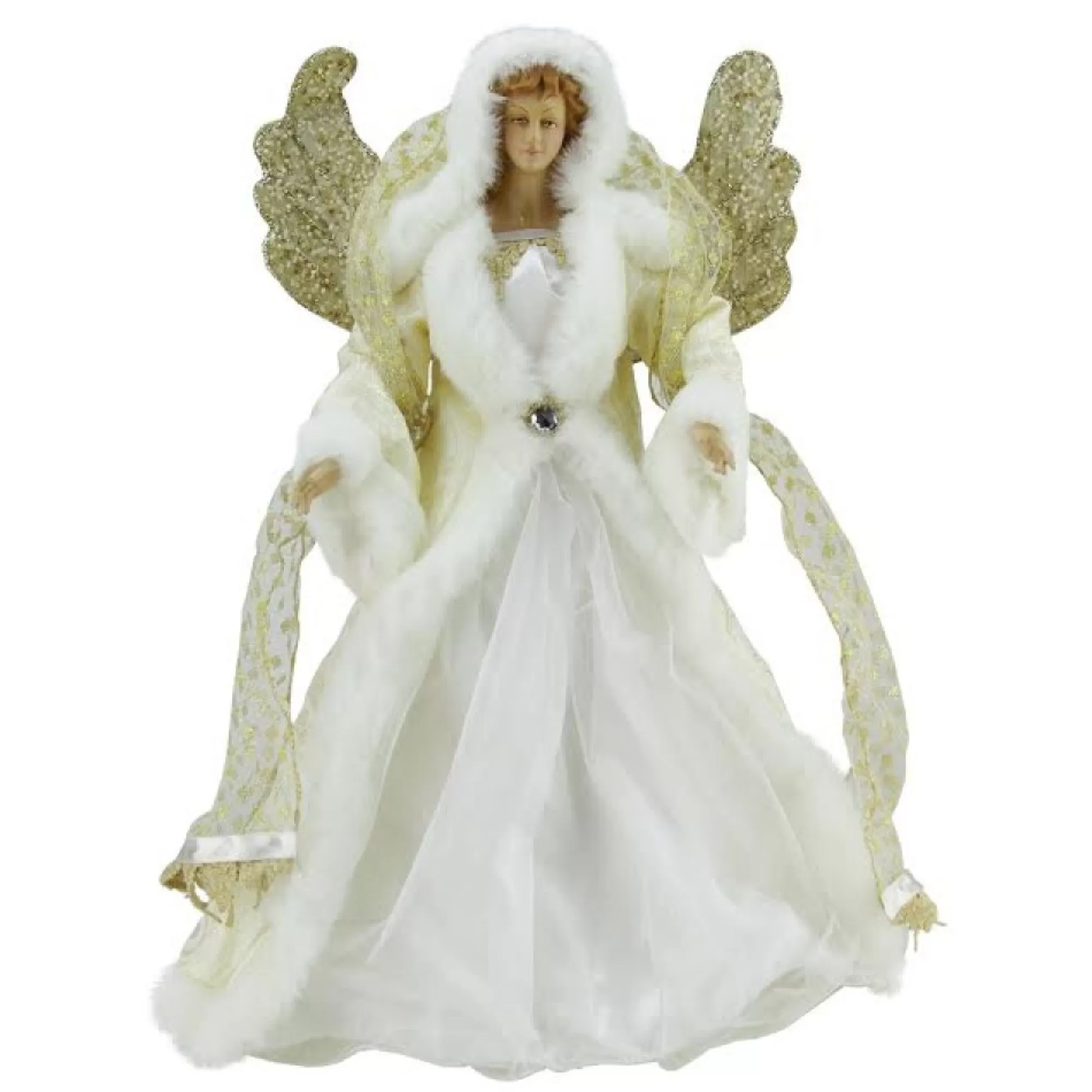 Melrose Angels-18" White And Gold Angel Christmas Tree Topper - Unlit