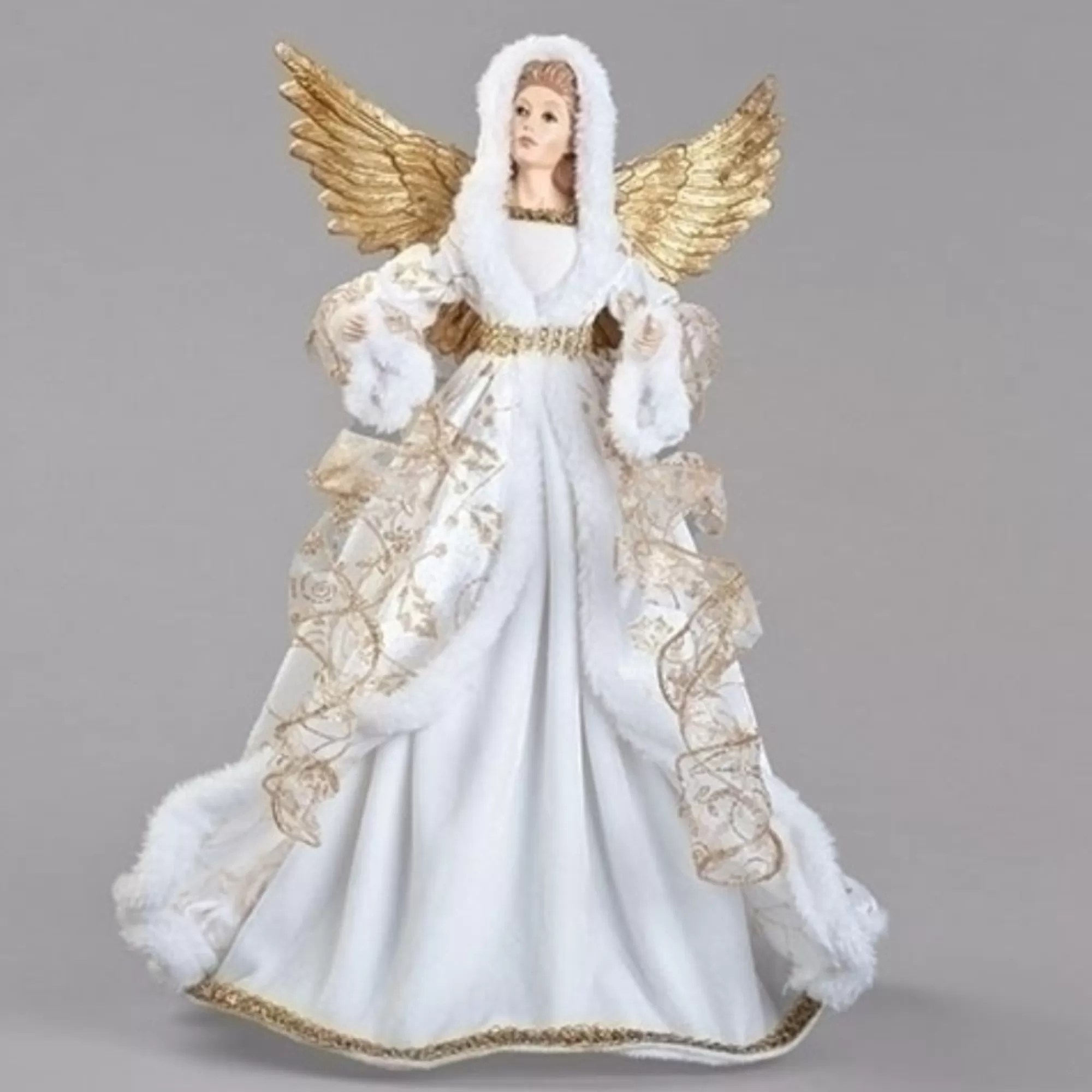 Roman Angels-18" White And Gold Angel Christmas Tree Topper, Unlit