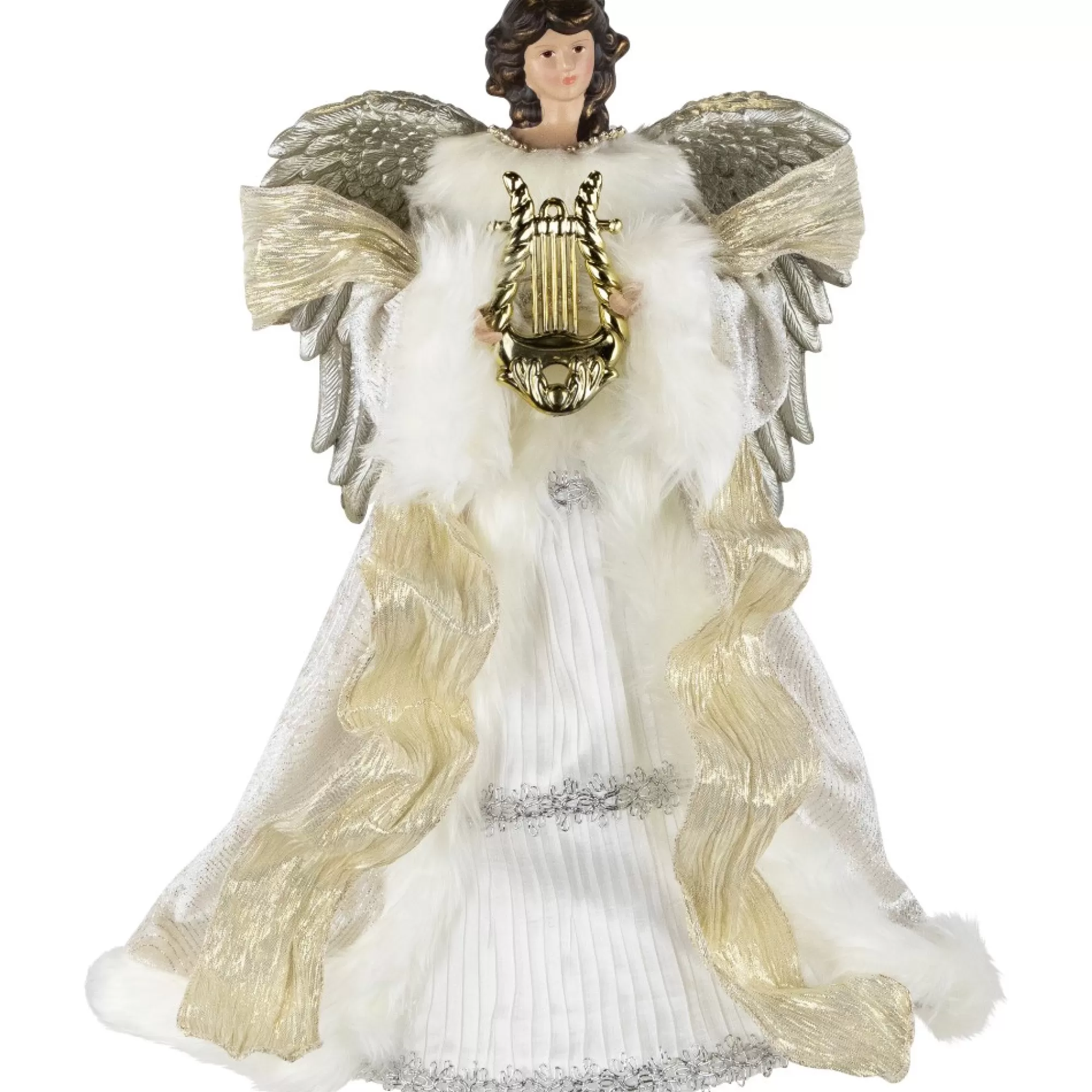 Northlight Angels-18" White And Silver Angel Christmas Tree Topper, Unlit