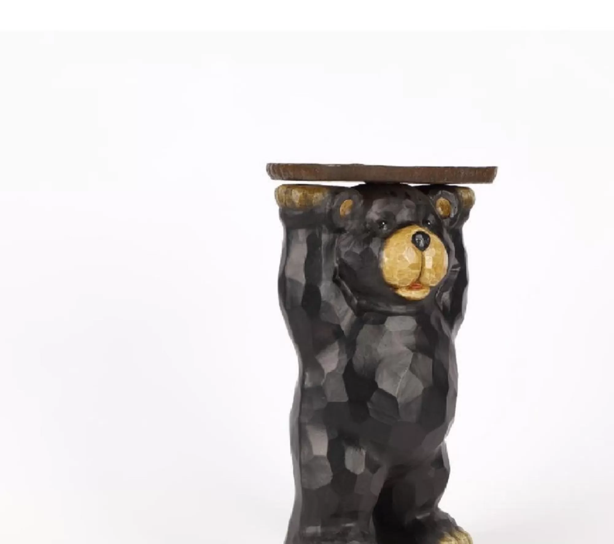 Hi-Line Gifts Finials-19.25" Black And Brown Bear Plant Stand Statue