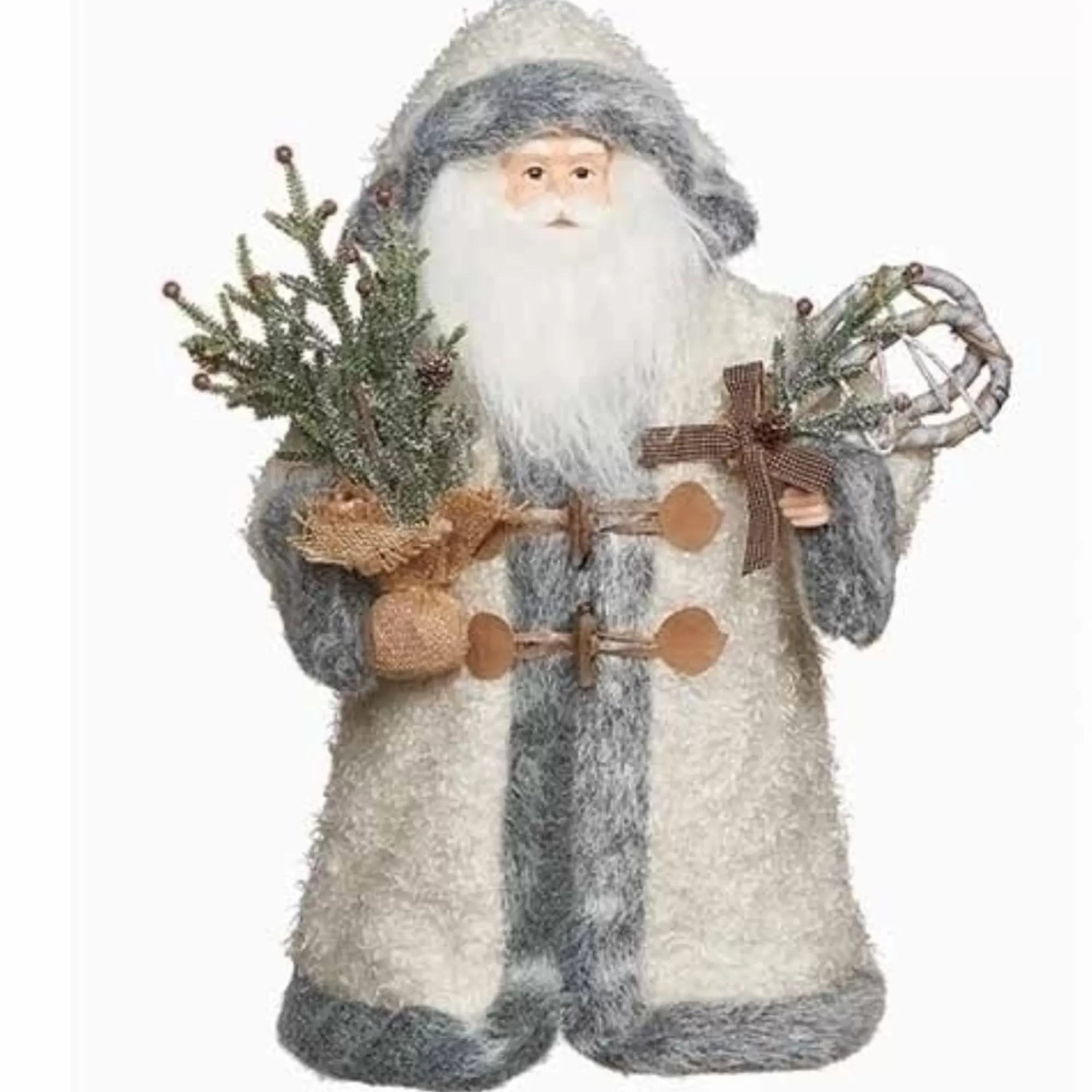 Roman Santa Claus-19" White And Gray Santa Christmas Tree Topper, Unlit