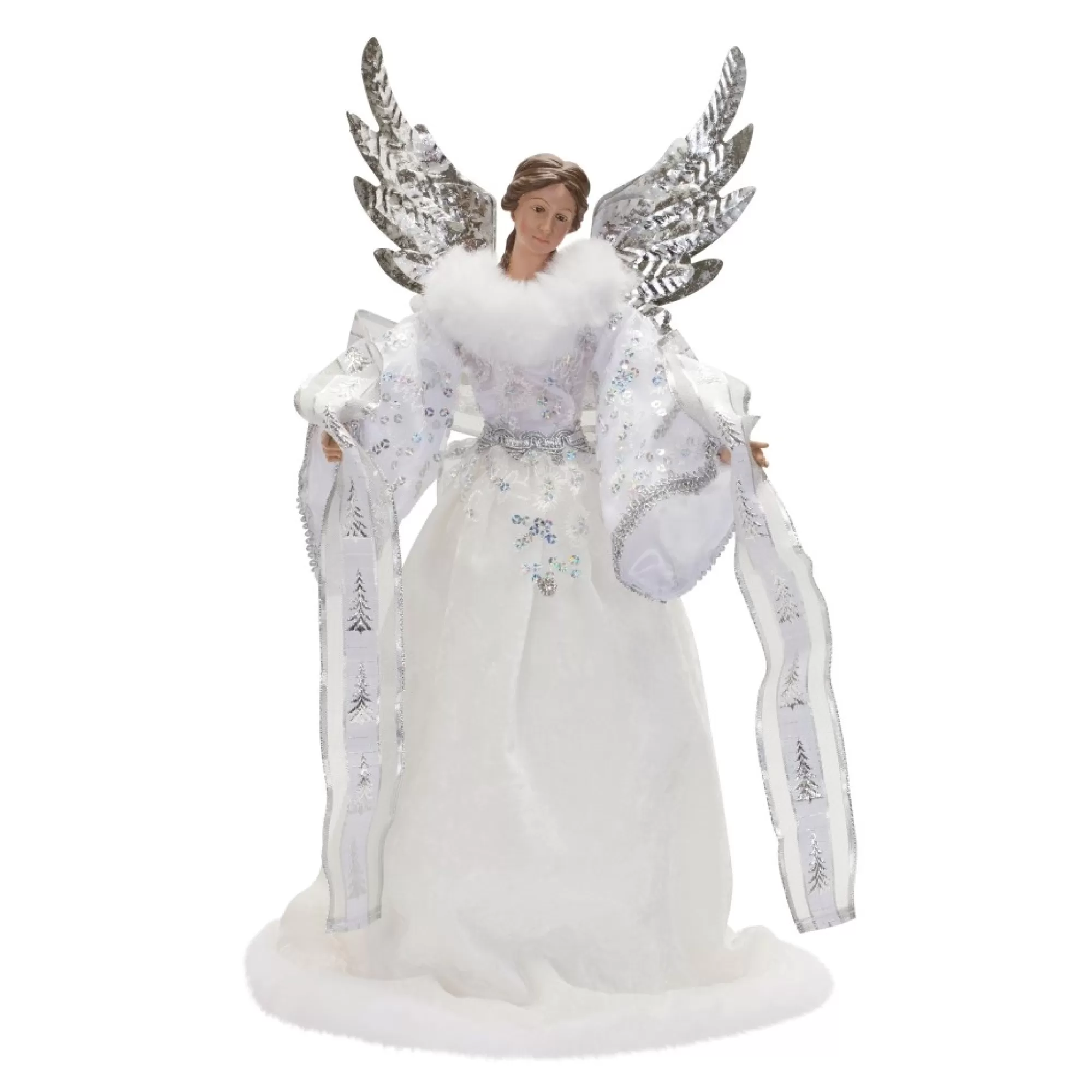 Melrose Angels-19" White And Silver Angel Christmas Tree Topper - Unlit