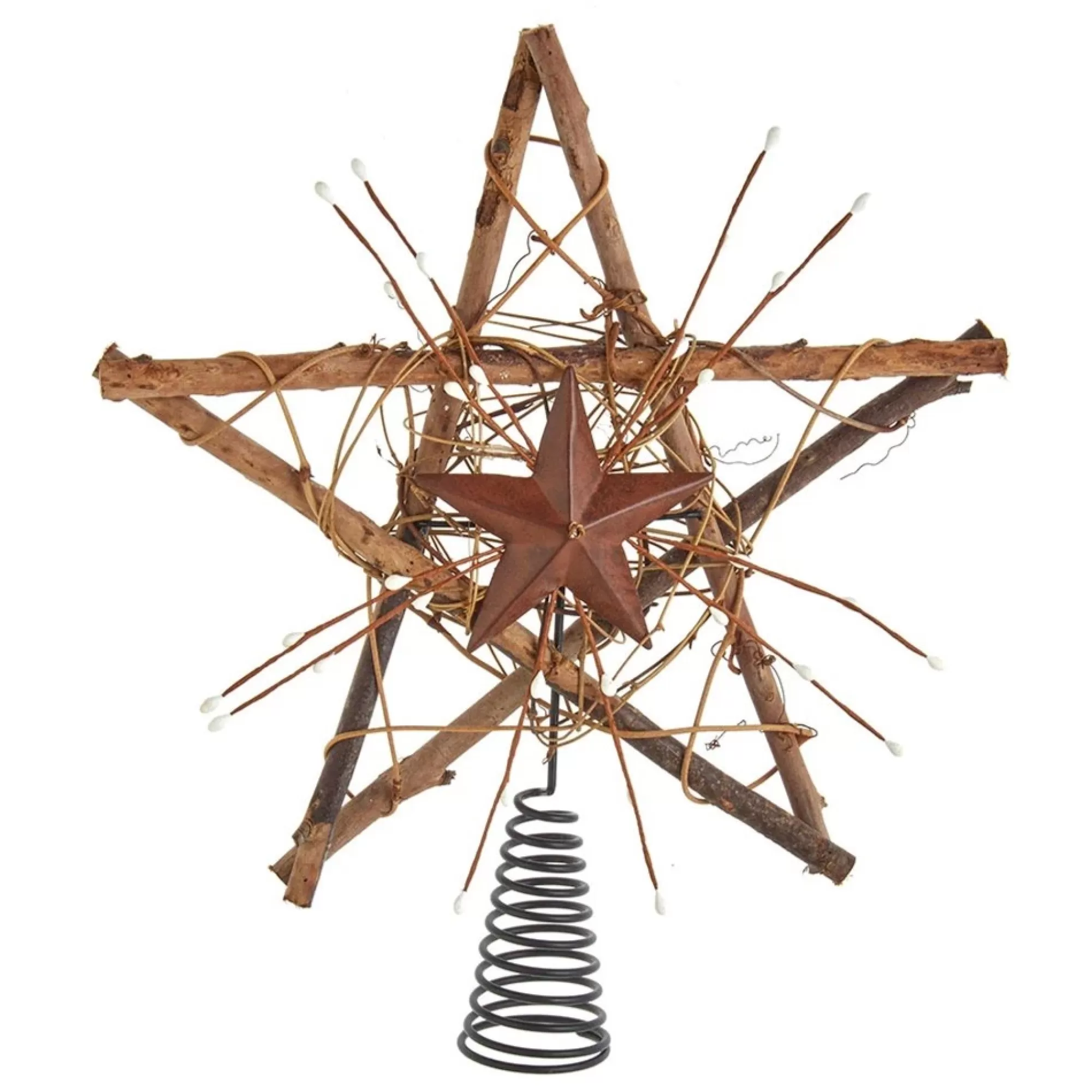 KSA Stars-20" Brown Rattan Star Christmas Tree Topper, Unlit