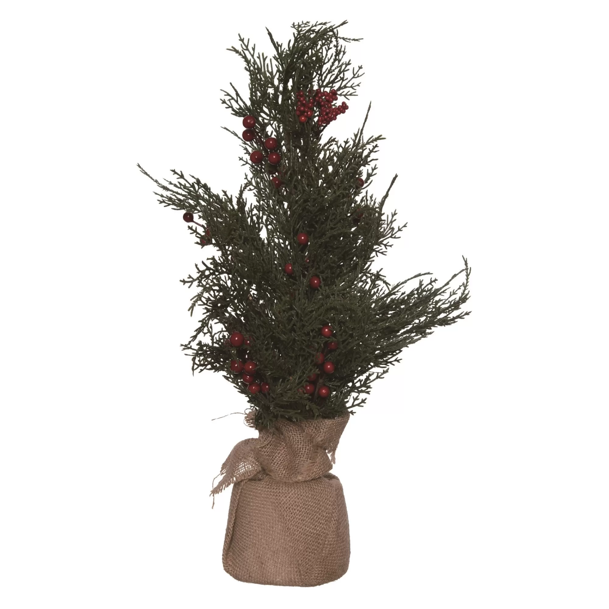 Contemporary Home Living 22" Berry Artificial Christmas Tree In Burlap Base, Unlit< Potted