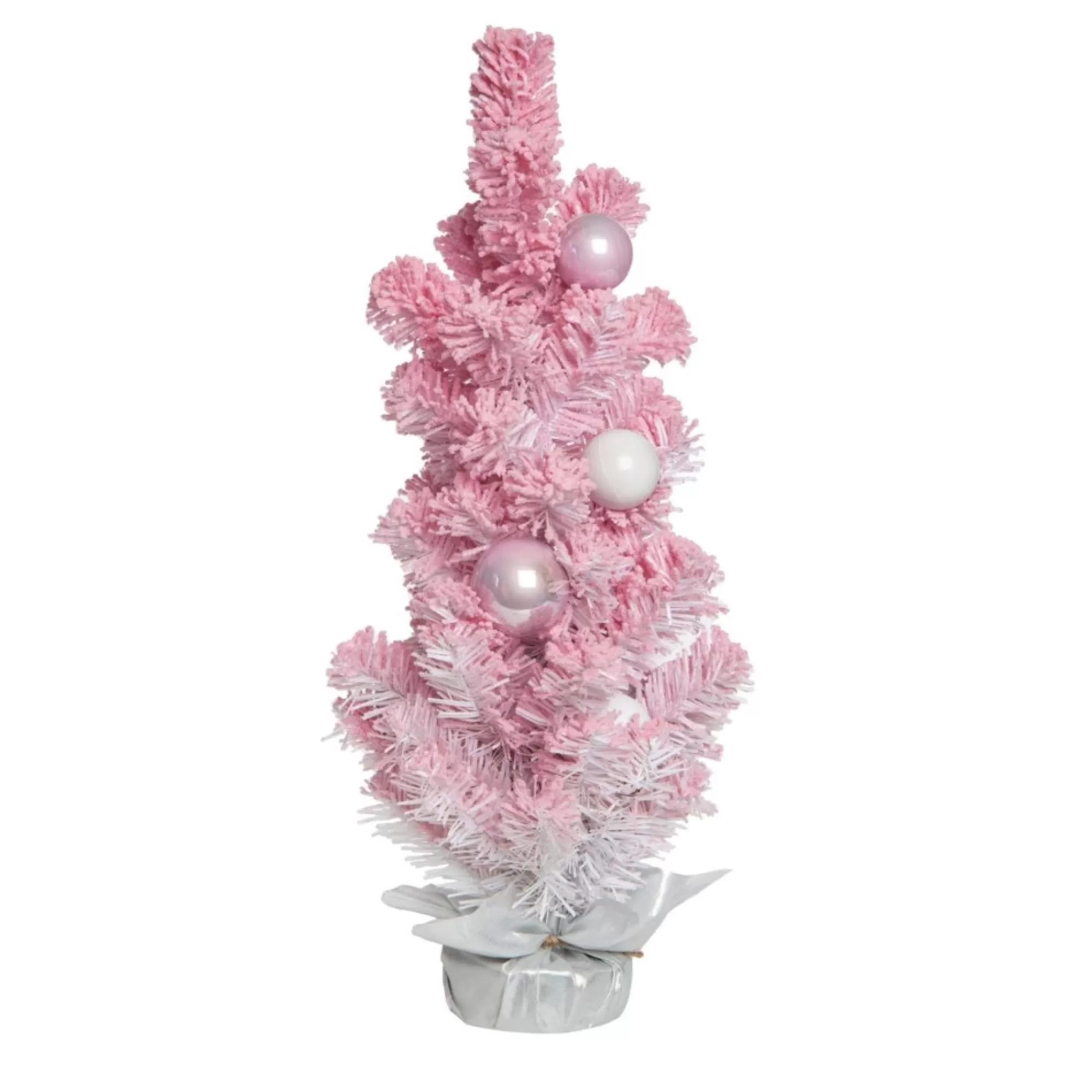 Contemporary Home Living Unlit-24" Pink Potted Artificial Christmas Celebration Tree, Unlit