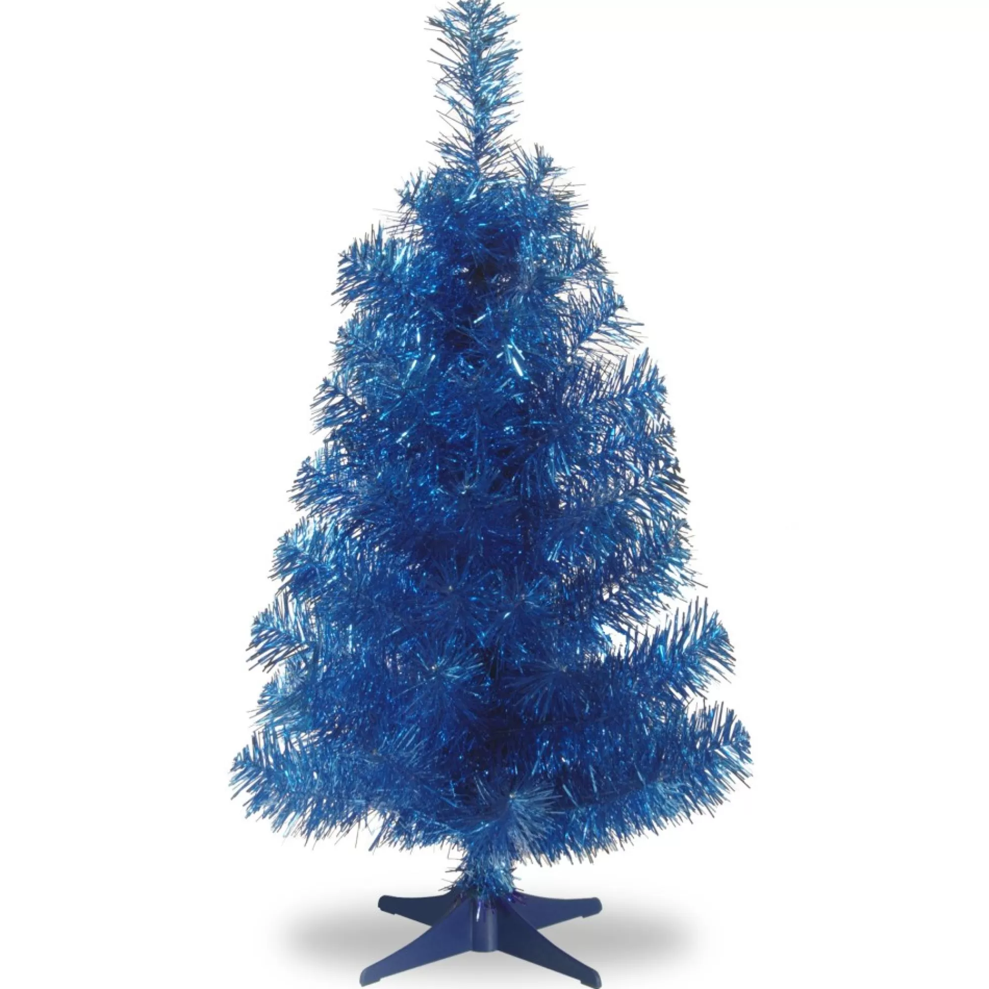 National Tree Unlit-2.5' Medium Blue Tinsel Artificial Christmas Tree - Unlit