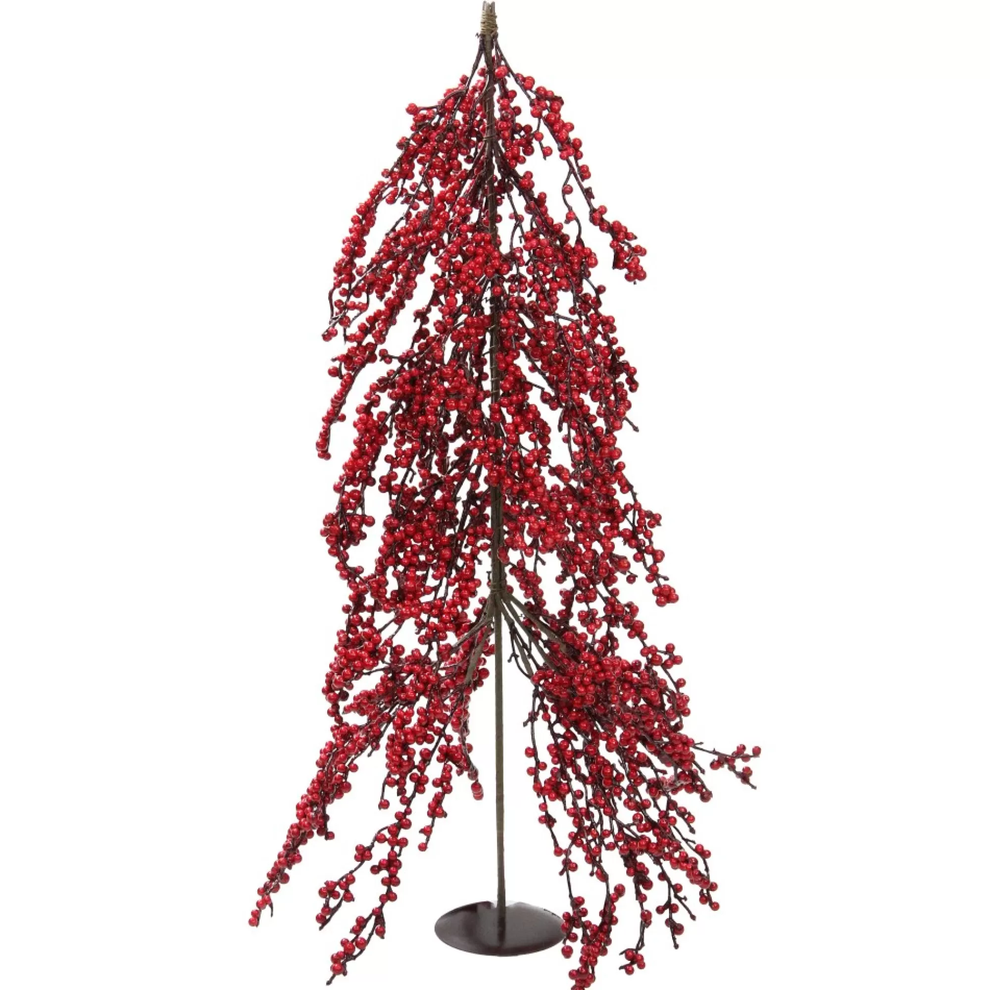 Northlight Upside Down-2.5' Red Berries Artificial Upside Down Christmas Tree - Unlit