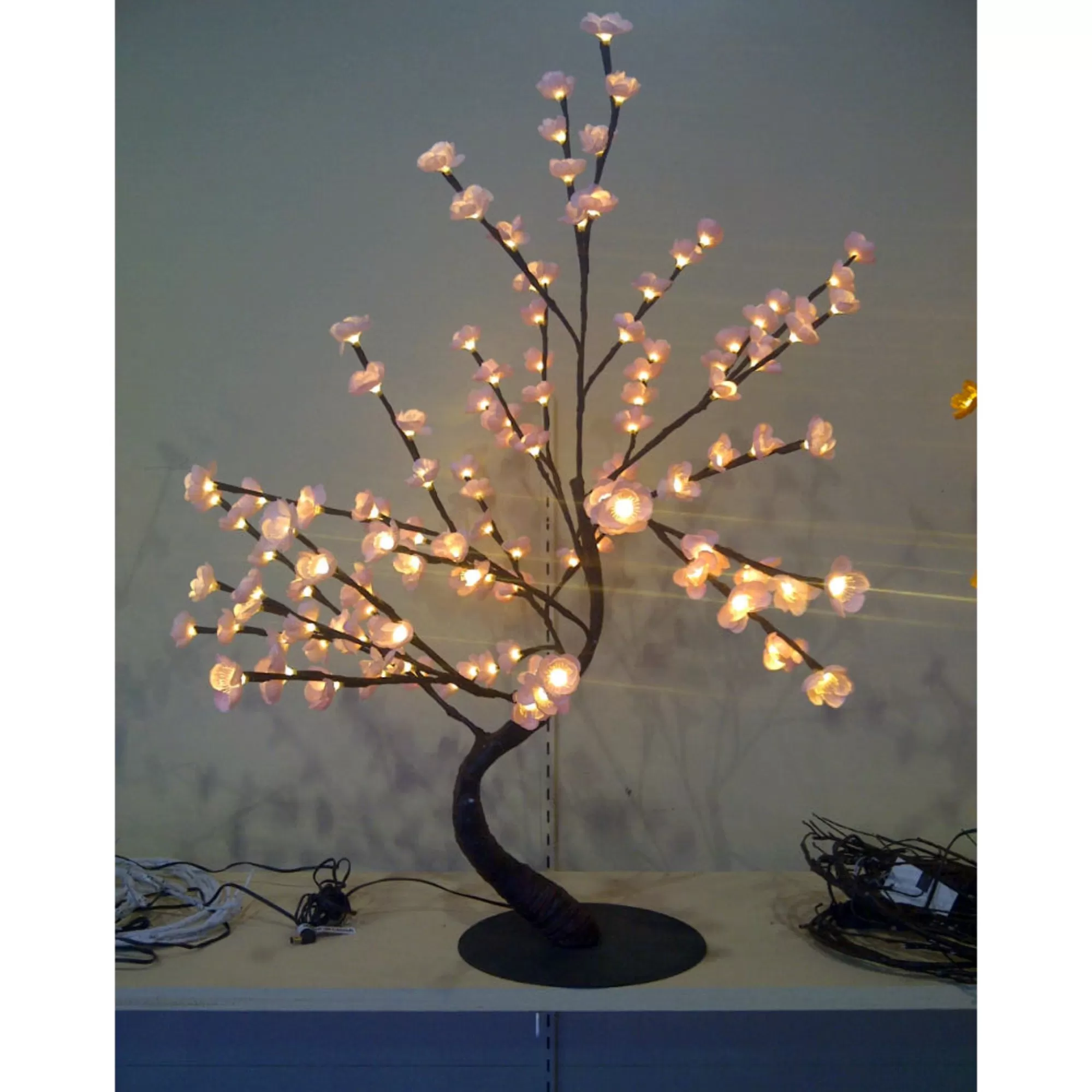 Hi-Line Gifts 2.6' Pre-Lit Bonsai Artificial Tree, Pink Led Lights< Pre-Lit