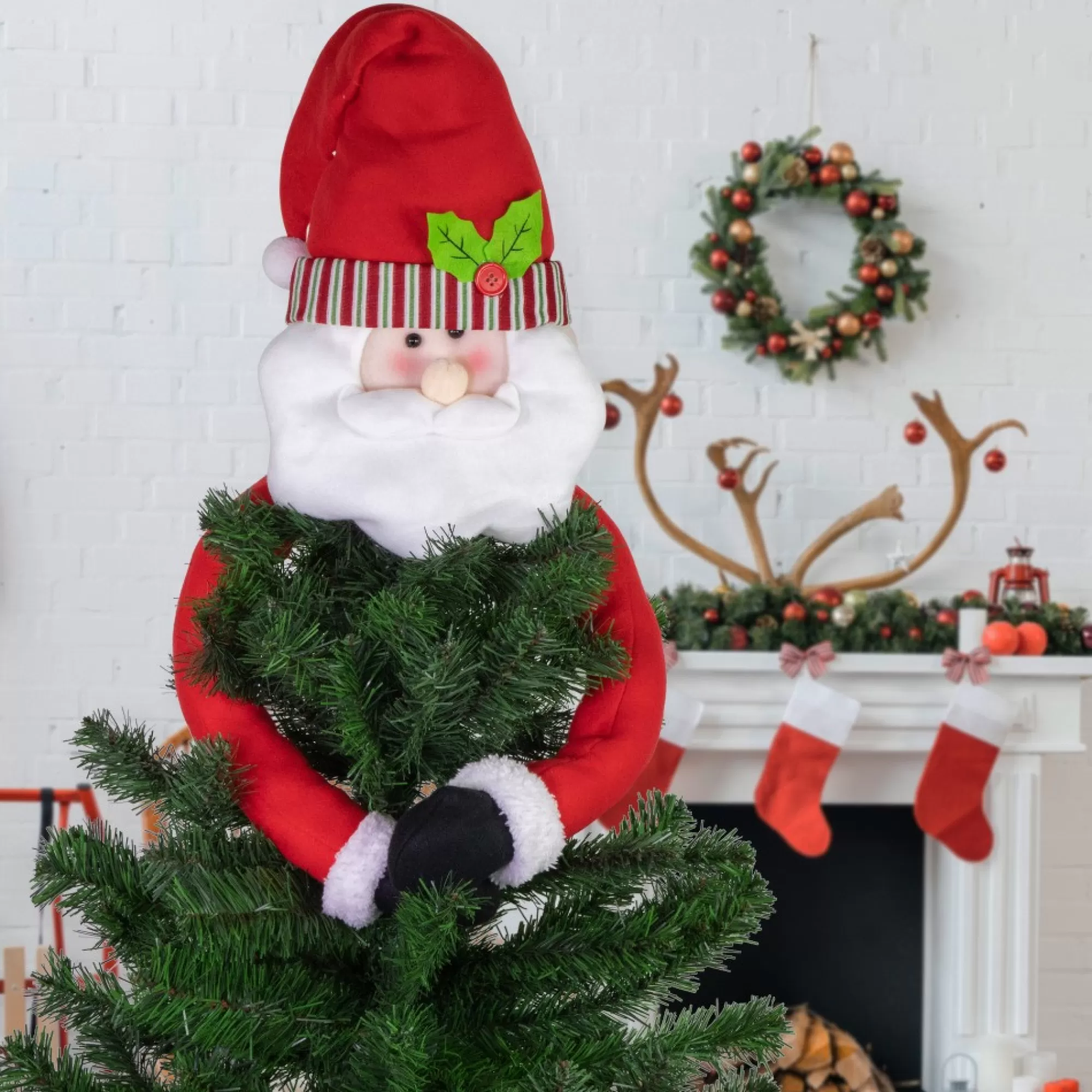 Northlight Santa Claus-27" Plush Santa Claus Christmas Tree Topper, Unlit