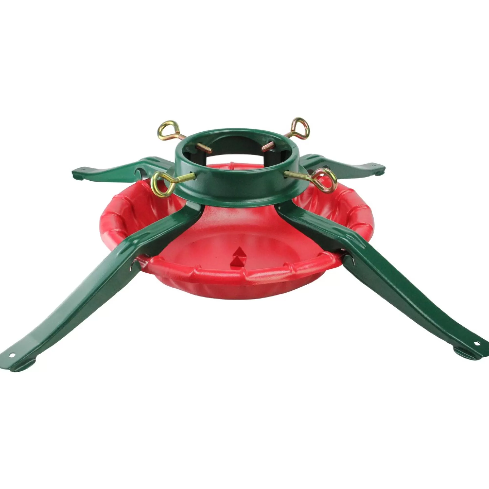 Christmas Central Real Tree Stands-28' Green And Red Real Live Christmas Tree Stand