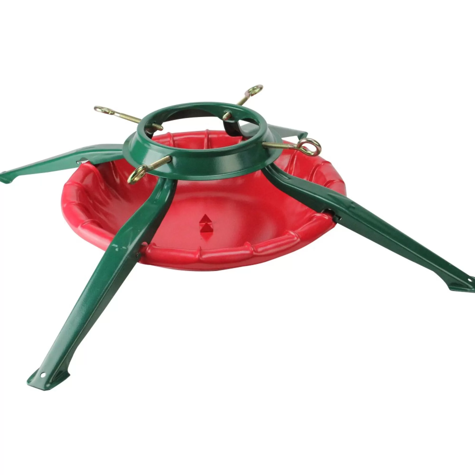 Christmas Central Real Tree Stands-28' Green And Red Real Live Christmas Tree Stand