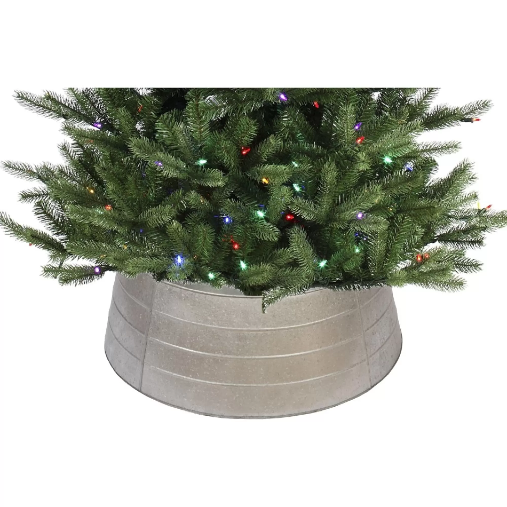 Contemporary Home Living Artificial Tree Stands-28" Silver Rustic Christmas Galvanized Tree Collar