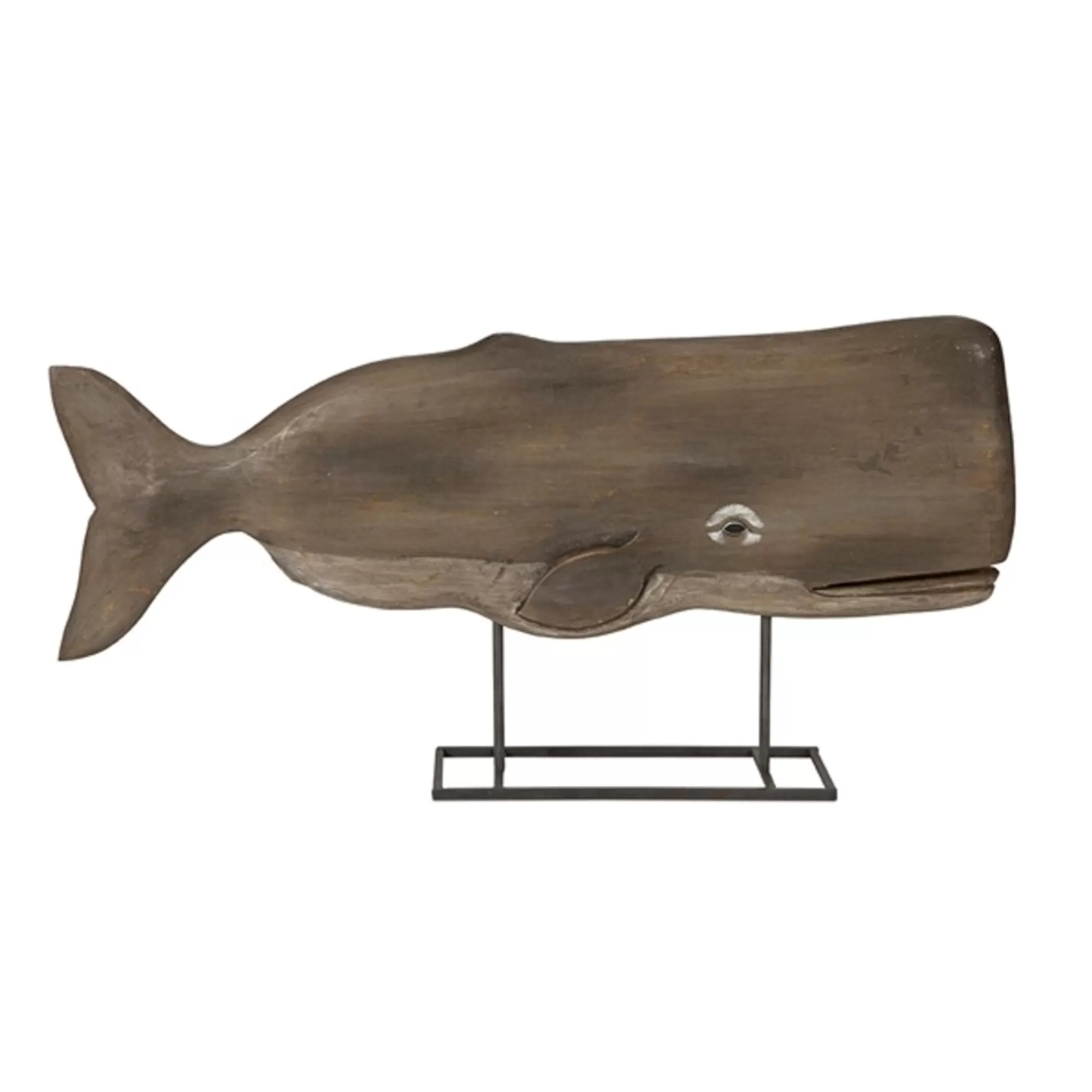 CC Home Furnishings Finials-29" Natural Carved Mango Wood Seaside Whale Statuary