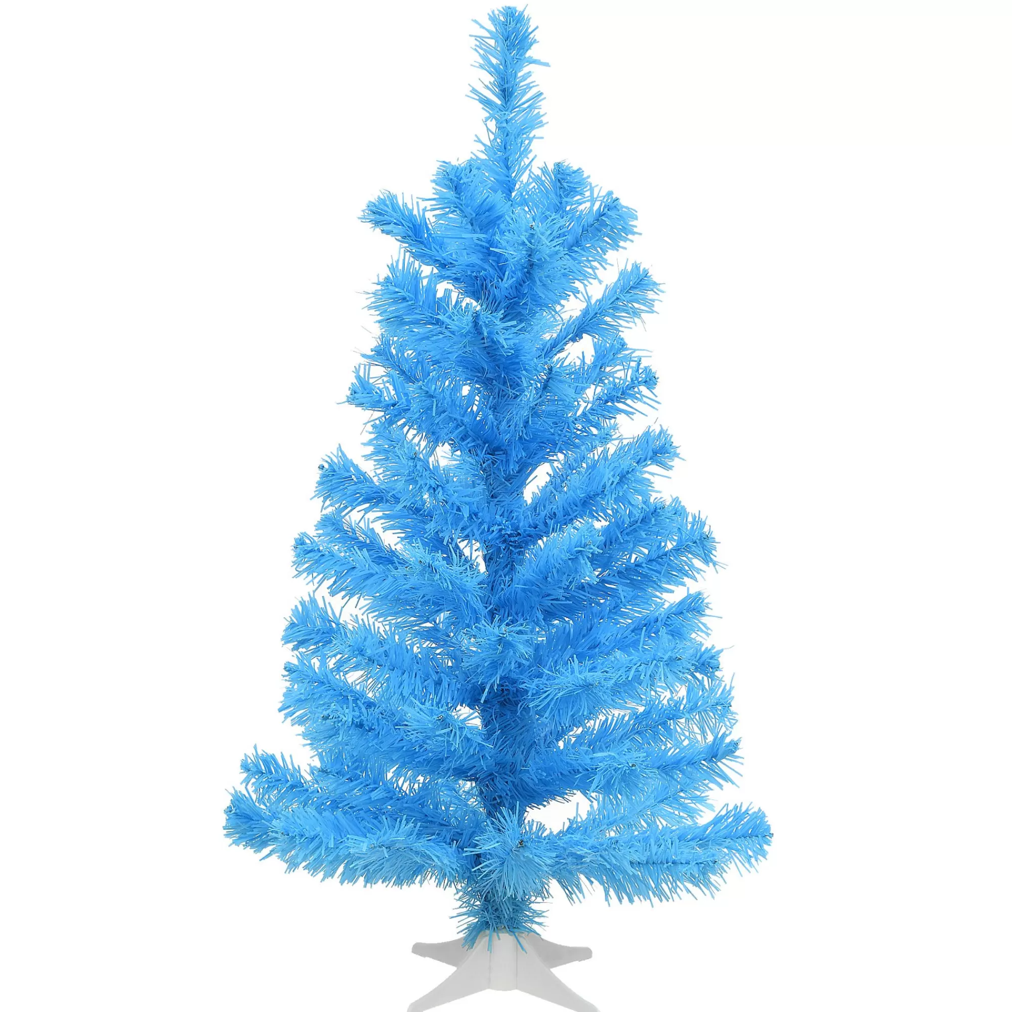 CC Christmas Decor 2' Blue Artificial Christmas Tree With White Stand, Unlit< Colorful