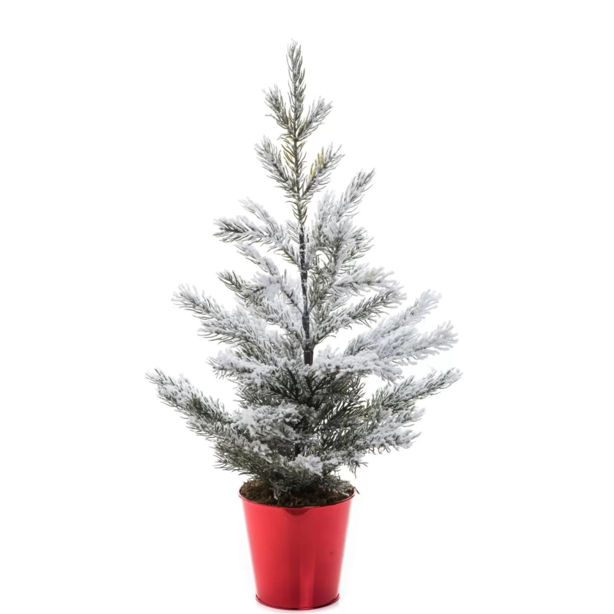 Contemporary Home Living Unlit-2' Green And Red Artificial Christmas Snowy Tree - Unlit