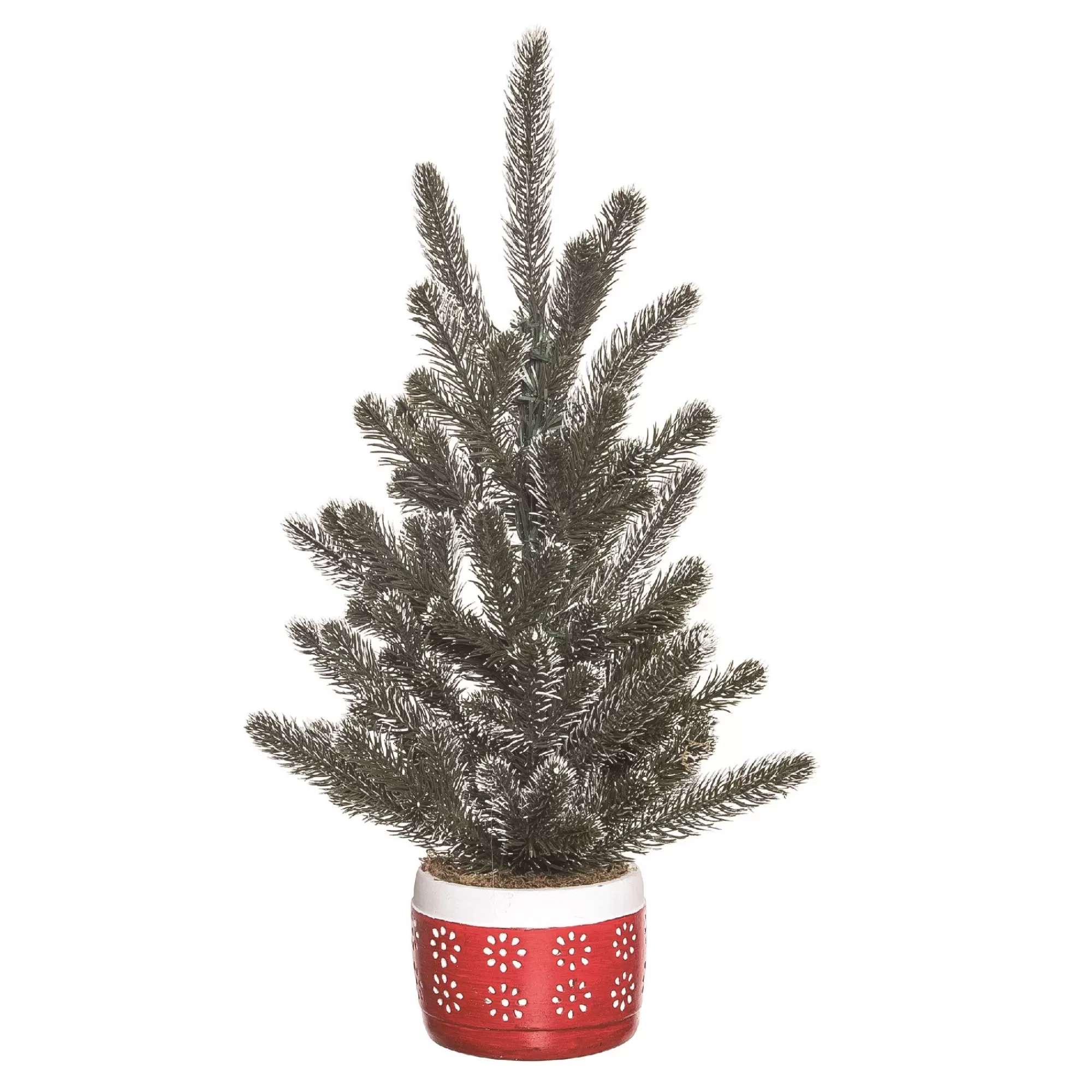 Contemporary Home Living 2' Potted Evergreen Artificial Christmas Tree, Unlit< Potted