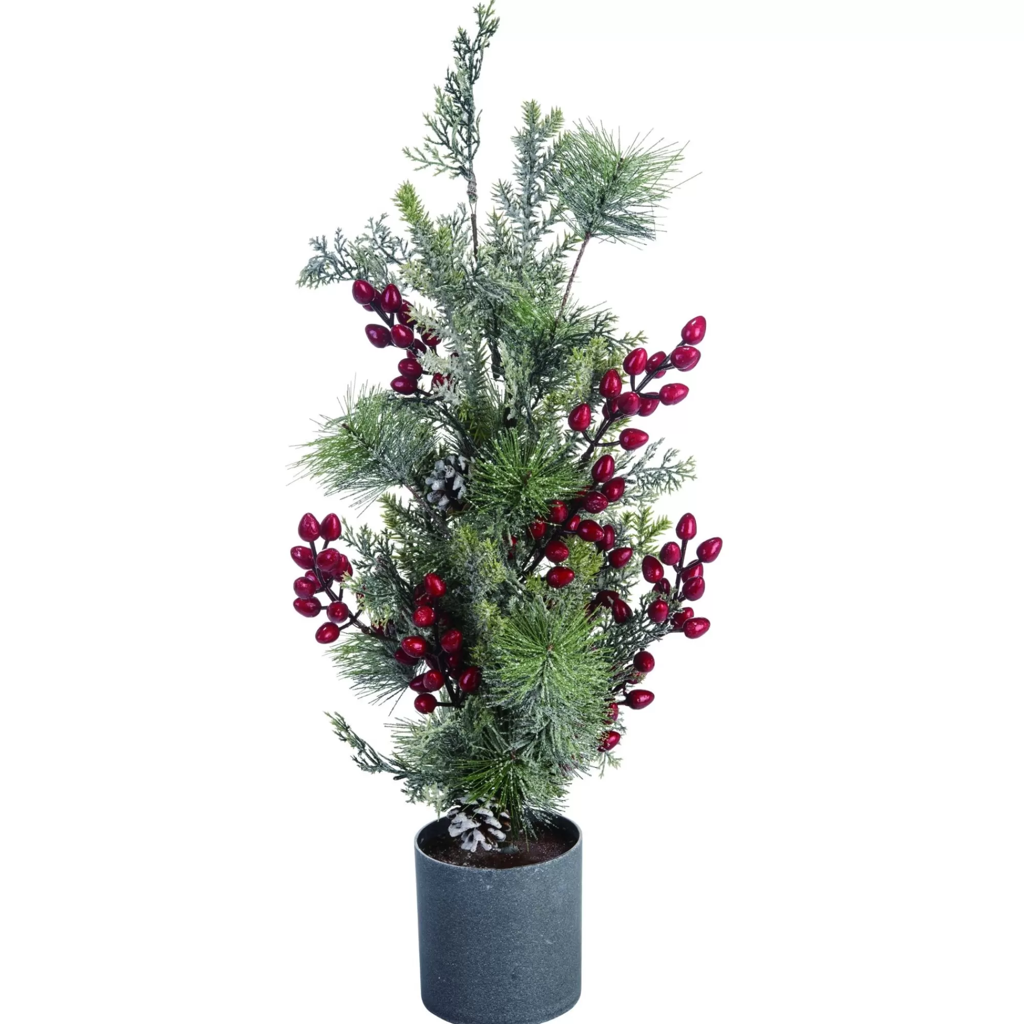 Contemporary Home Living 2' Potted Pinecone With Berries Artificial Christmas Tree - Unlit< Potted